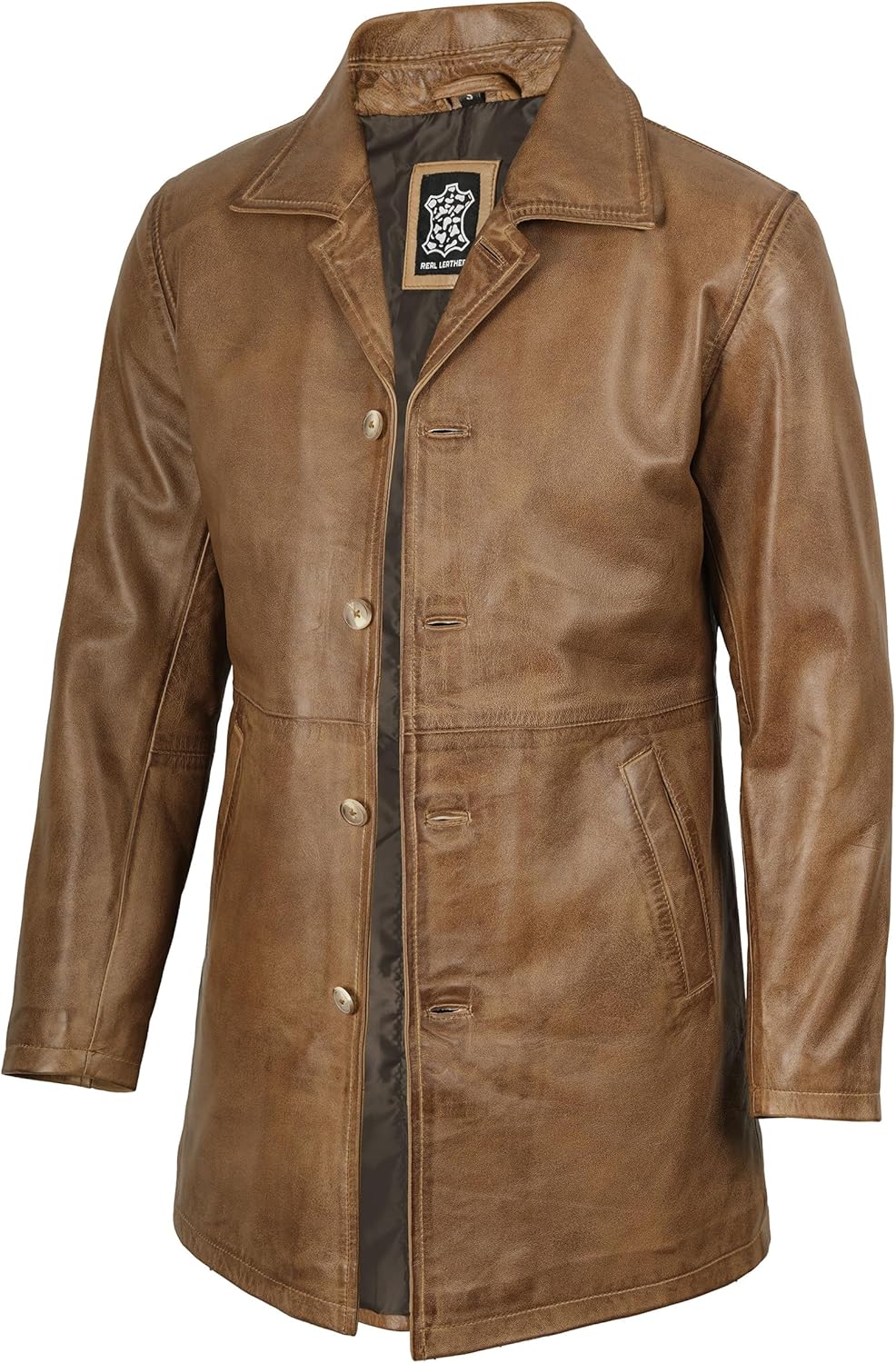 fjackets Leather Jacket Mens - Real Lambskin Leather Jackets for Men Carcoat Style Men's Leather Coats