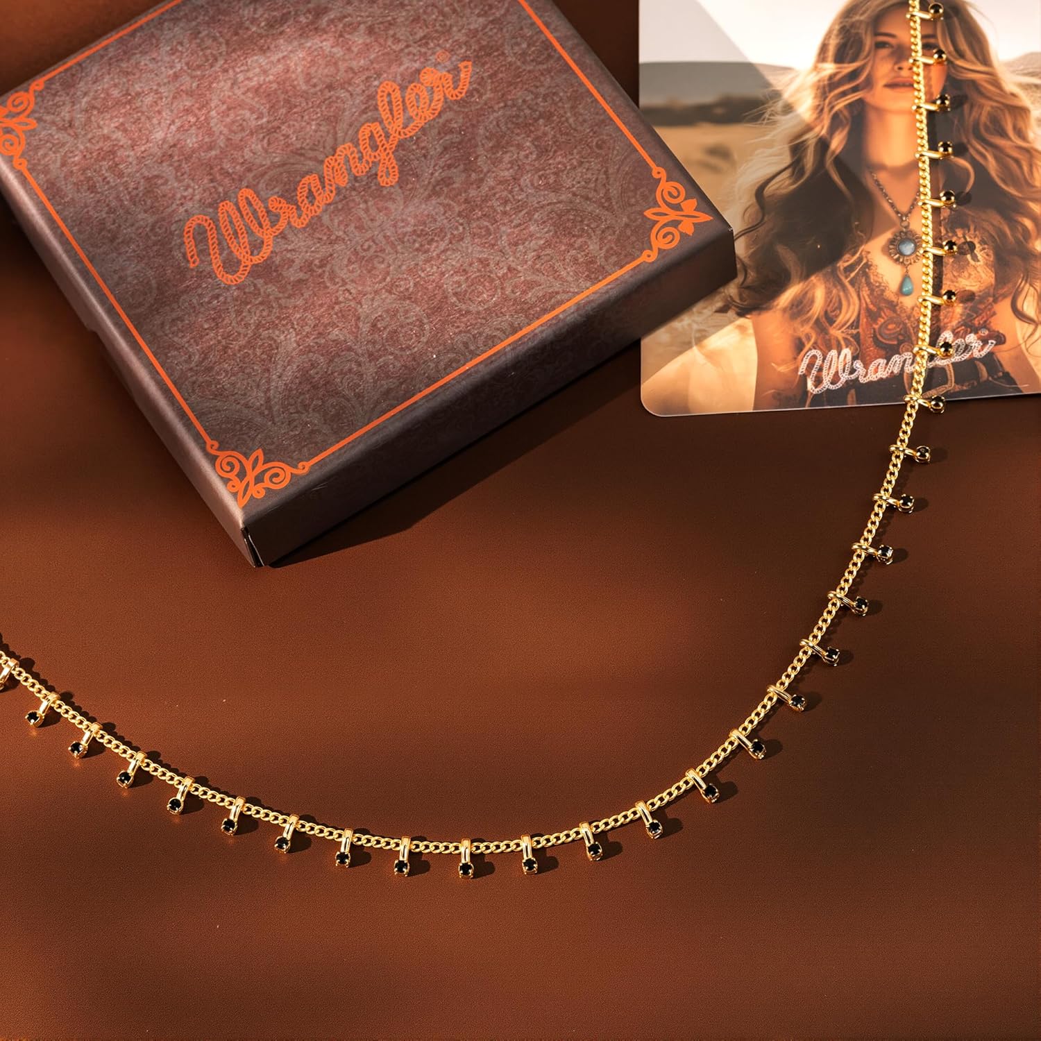 Montana West x Wrangler Gold Plated Choker Necklace for Women, 18k Gold Plated Chain Lightweight Beaded Dainty Jewelry - Image 5