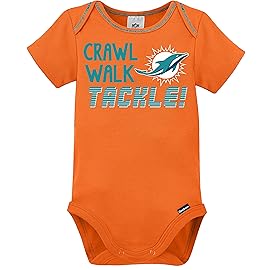 NFL Miami Dolphins 3 Pack Short Sleeve Bodysuit, teal/orange/white Miami Dolphins, 18 Months (137453160DOL18M-442)