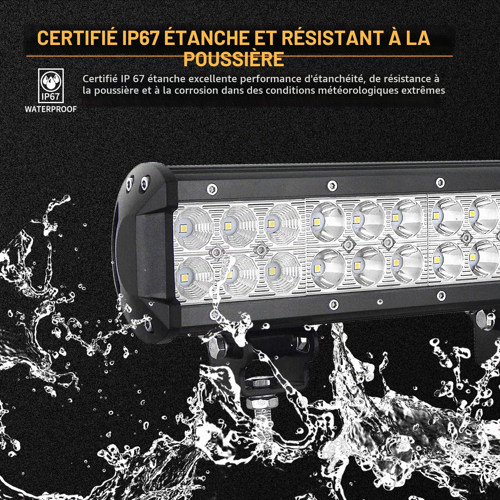 RIGIDON 59 cm Led Light Barre avec Faisceau Kit, 2x 10 cm Spot Feux Led 4x4
