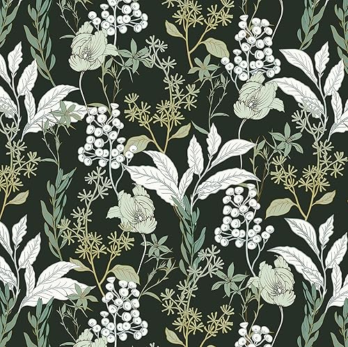 Yasinet Papel tapiz autoadhesivo con diseño floral, vintage, extraíble, decorativo, para paredes, dormitorio, impermeable, decoraciones navideñas,
