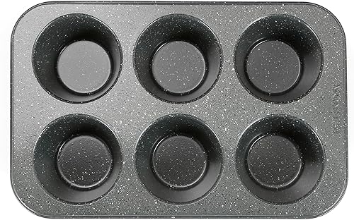 Miniatura 7 de Monfish Molde para magdalenas Jumbo 6 tazas de acero al carbono piedra gris revestimiento antiadherente Muffin Tin 3.5diax3inch taza