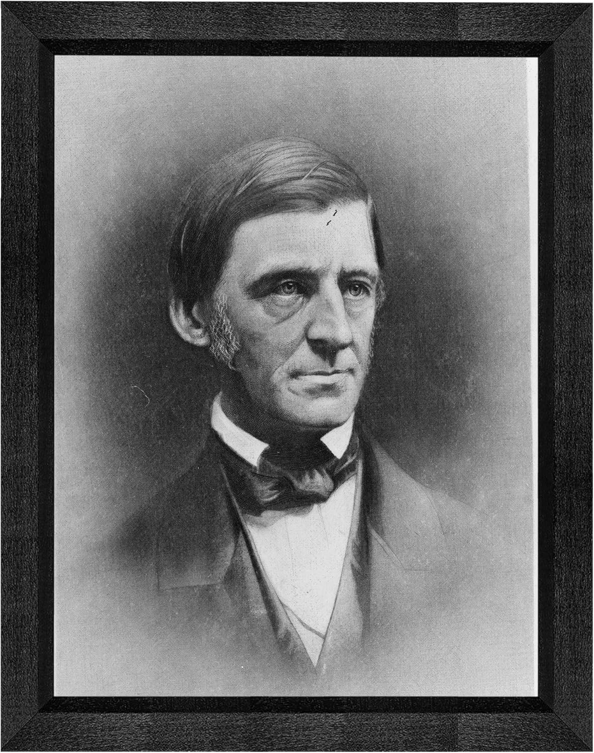 Ralph Waldo Emerson Photograph in a Black Beveled Frame - Historical Artwork from 1884 - (8.5" x 11") - Gloss