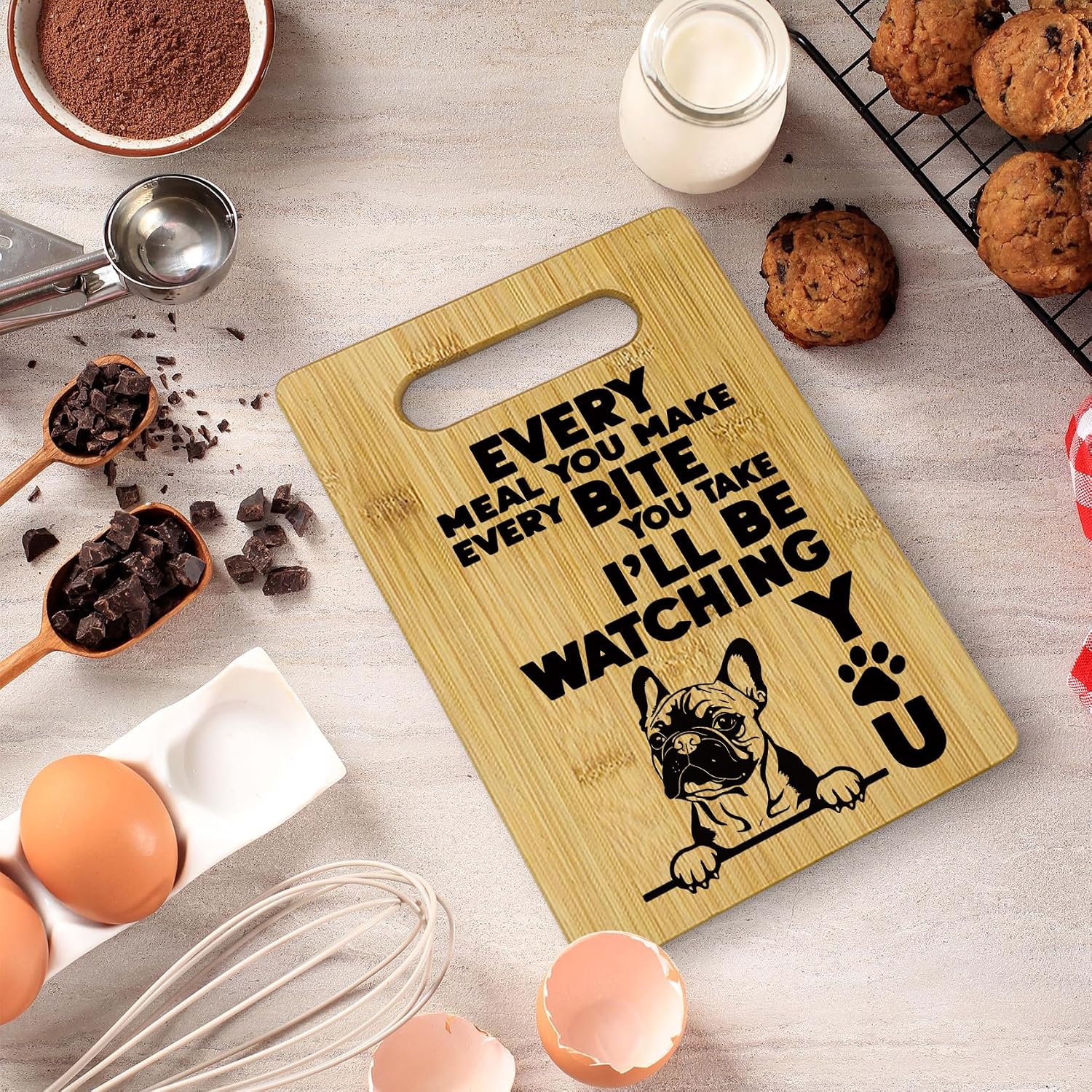 French Bulldog Dog Cutting Boards for Kitchen, French Bulldog Gifts, Bamboo Cutting Board Dog, Every Meal You Make Every Bite You Take French Bulldog Decorative Cutting Boards for Kitchen image 2
