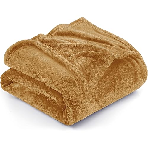 Utopia Bedding Fleece Blanket Full Size Gold 300GSM Luxury Fuzzy Soft Anti-Static Microfiber Bed Blanket (90x84 Inches)