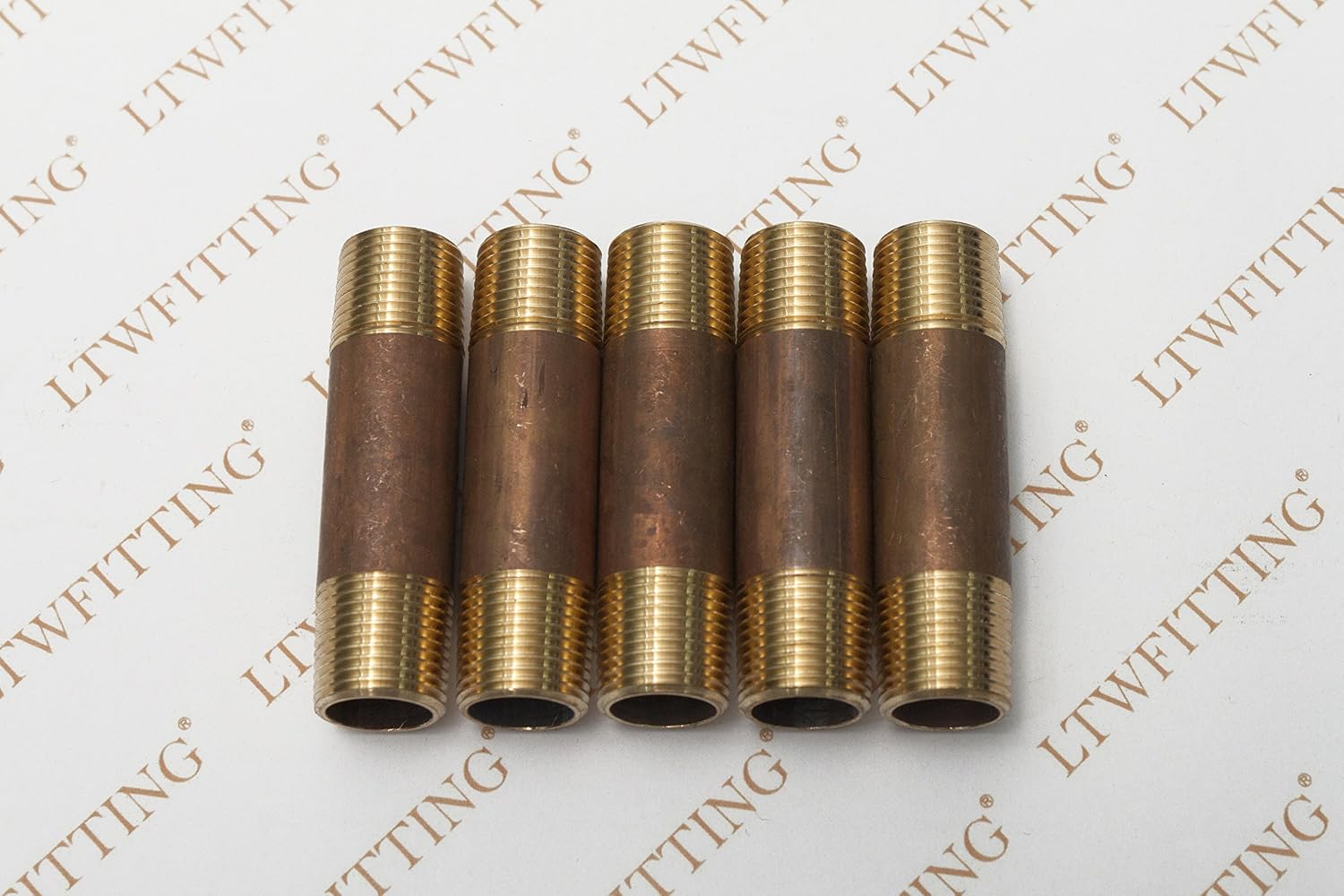 50% Off Discount LTWFITTING Brass Pipe 2-1/2 Long Nipple Fitting 3/8 Male NPT Air Water(Pack of 5)