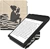 kwmobile Origami Case Compatible with Kobo Libra Colour - Case Slim Premium PU Leather Cover with Stand - Girl and Books BlackBeige