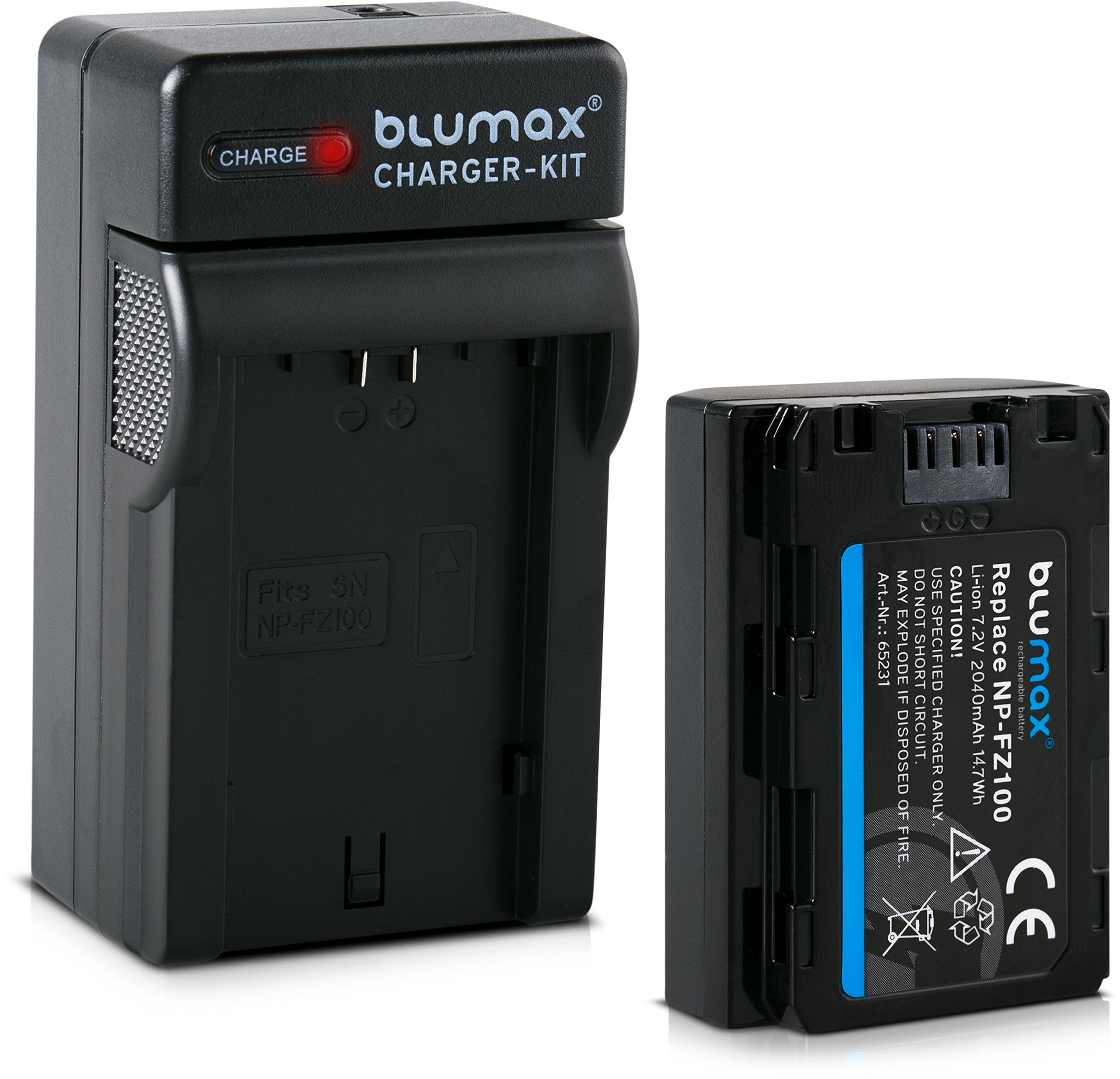2 Batterie Blumax NP-FH100 Compatibili Sony – 2400mAh, 6,8V, Per Videocamere DCR E SR Series