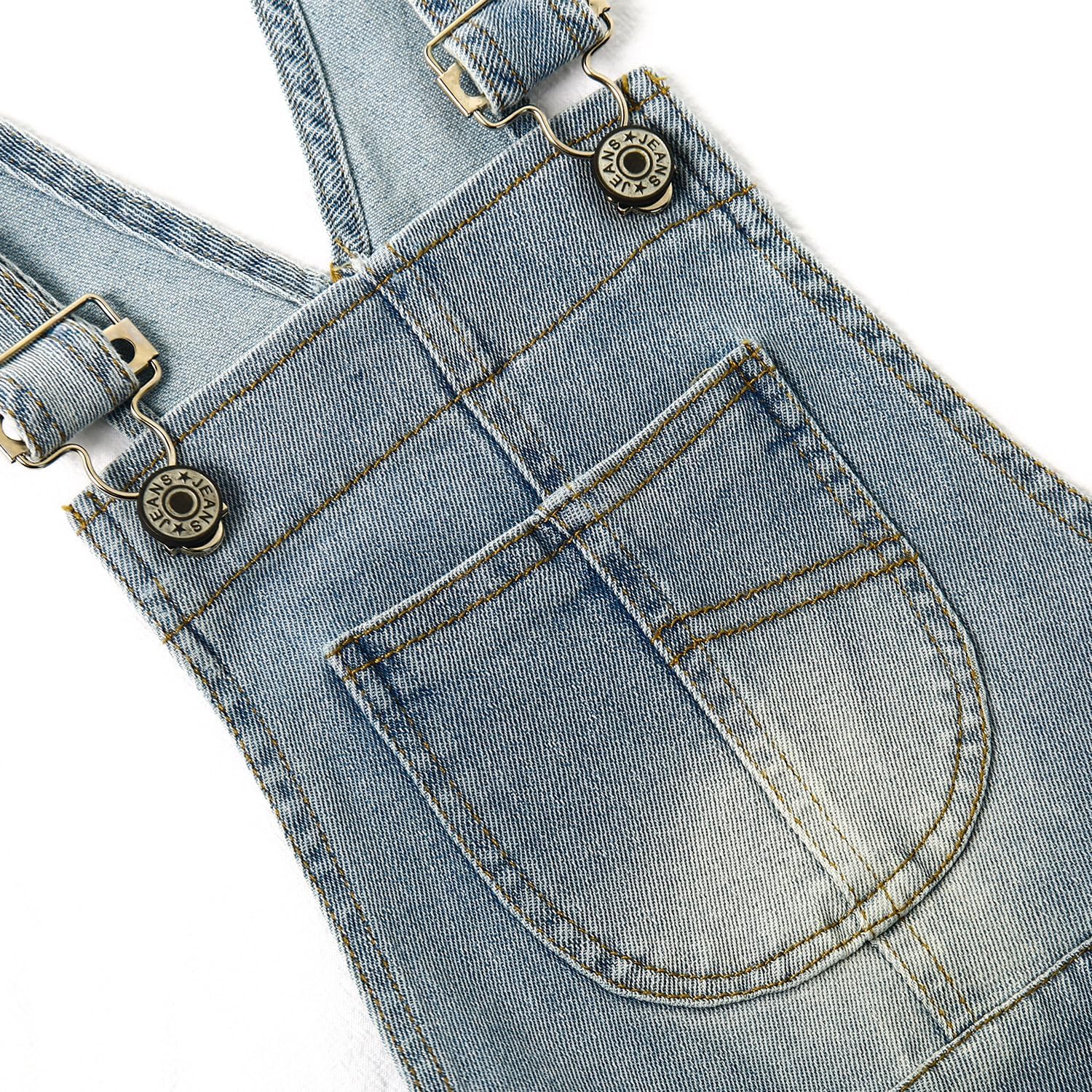 KIDSCOOL SPACE Little Big Girls Denim Shortalls, Stone Washed Soft Jeans Summer Shorts - Image 5