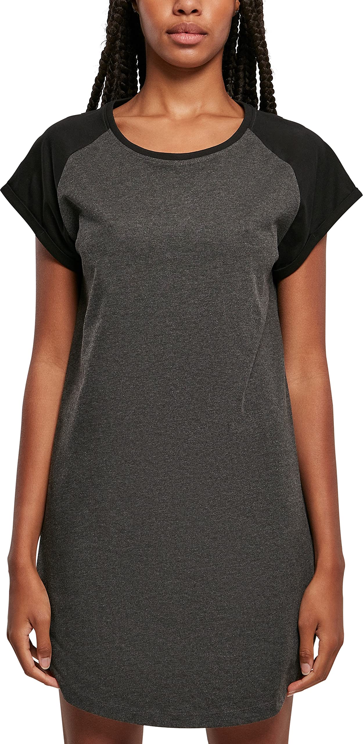Urban Classics Ladies Contrast Raglan Tee Dress Vestido negro/gris