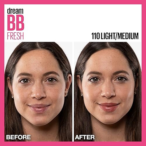 Vista 5 de Maybelline Dream Fresh Skin Hydrating BB cream, 8-in-1 Skin Perfecting Beauty Balm with Broad Spectrum SPF 30, Sheer Tint Coverage, Oil-Free, 100 LUZ
