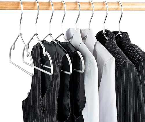 Miniatura 2 de Paquete de 30 perchas Koobay de metal plateado de 12.6 pulgadas antideslizantes para traje recubierto de alambre de aluminio para niños de