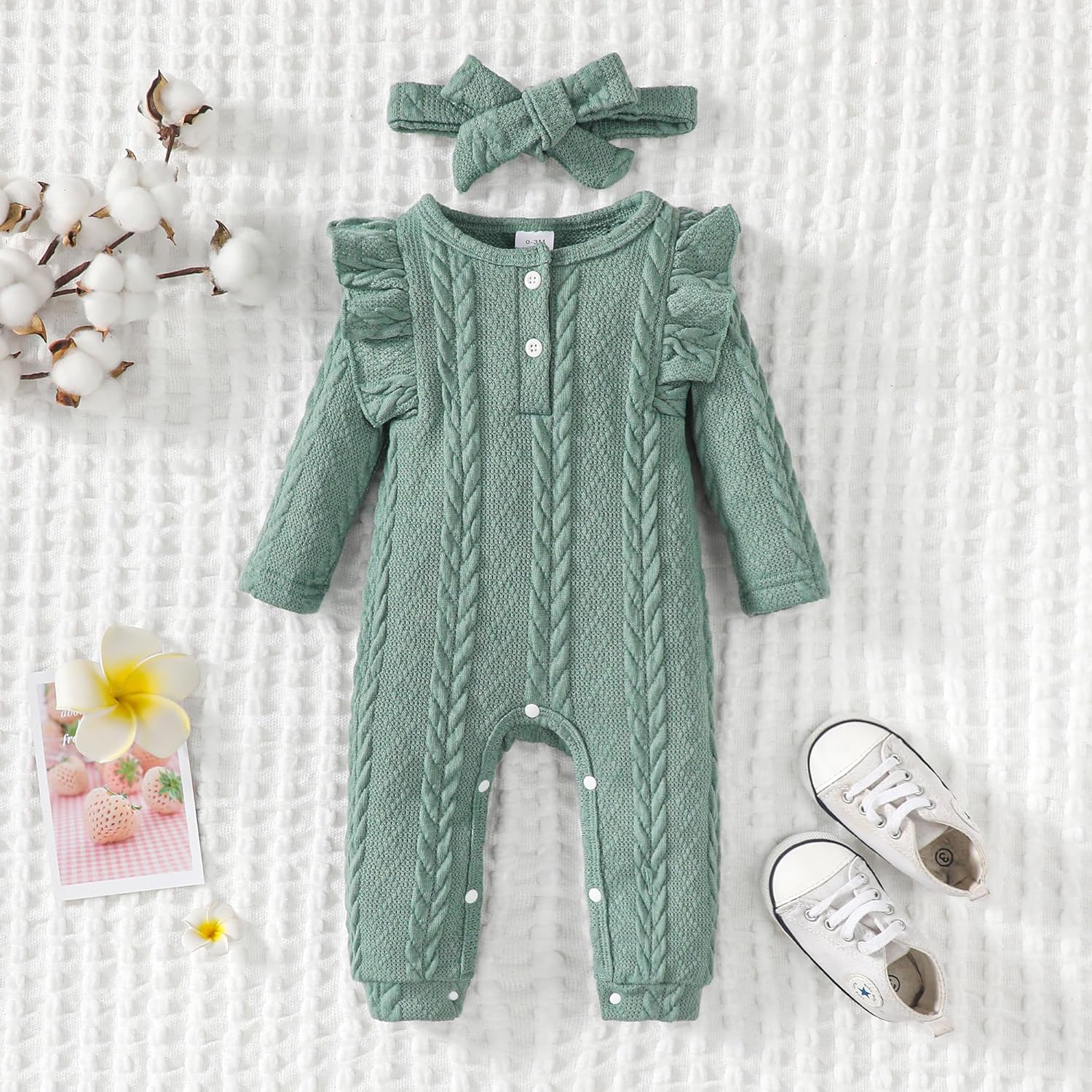 Infant Baby Girl Clothes Newborn Girl Romper Fall Winter Outfit Ruffle Long Sleeve Jumpsuit Romper Cute Baby Girl Outfit - Image 4