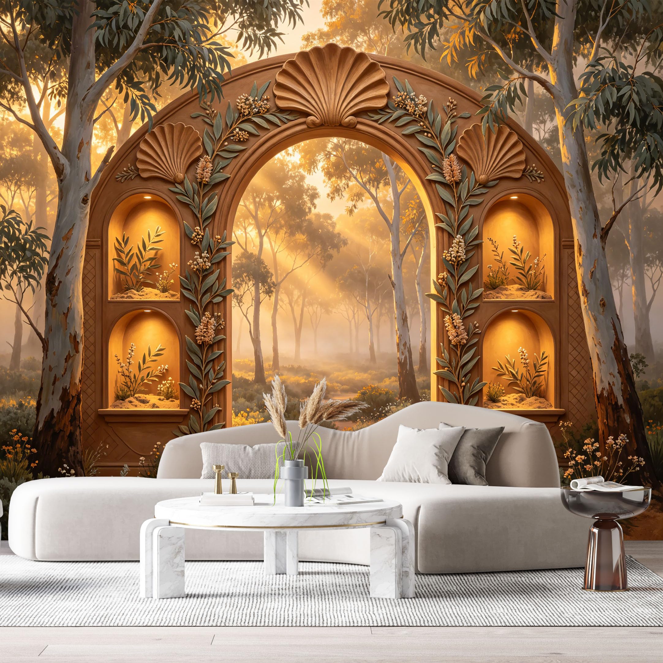 Custom Size Wall Murals Forest 3D Trompe L'Oeil SelfAdhesiveWall Fabric Removable Wallpaper Wall Decor for Living Room Bedroom Bathroom