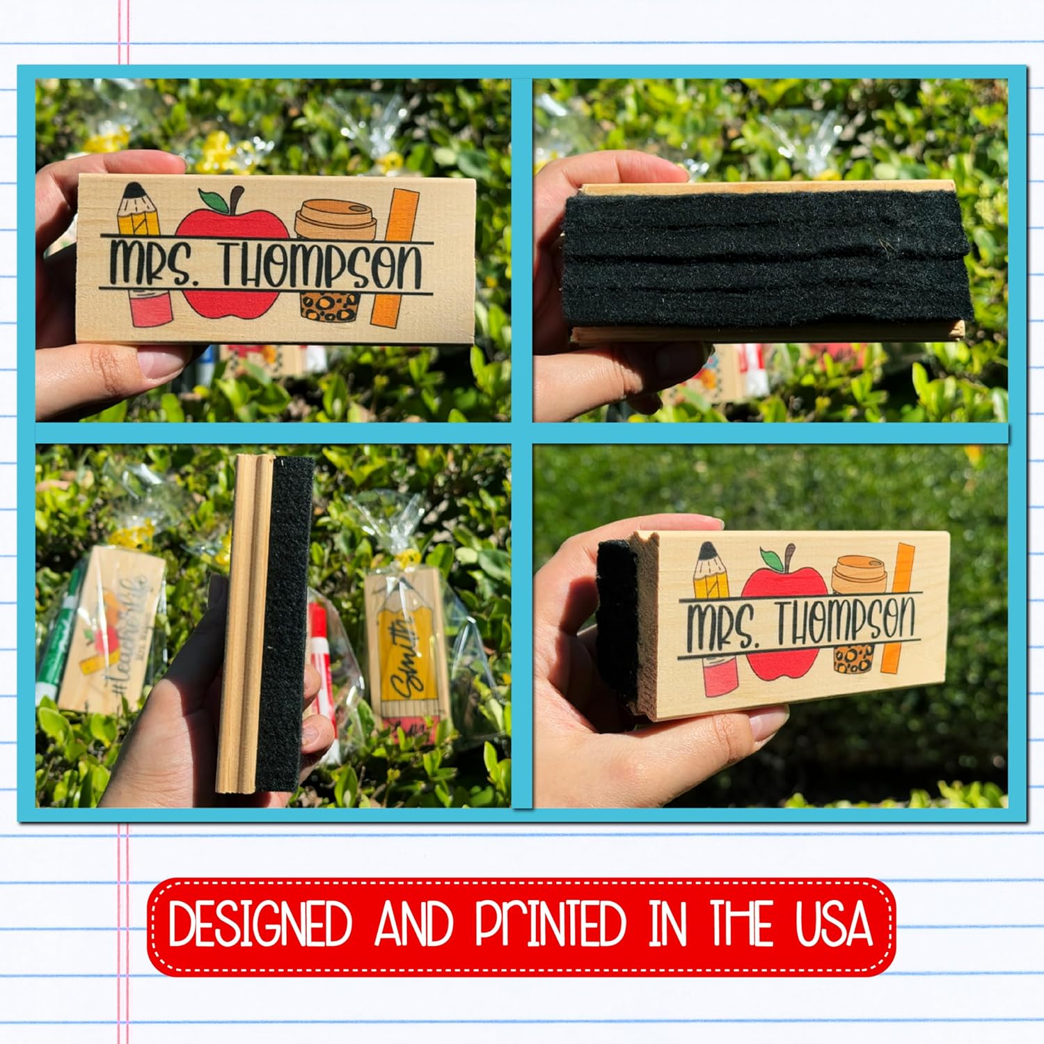 Custom Teacher Appreciation Gifts for Whiteboard - Personalized Thank You Eraser from Students (10, 4-Purple Pen)