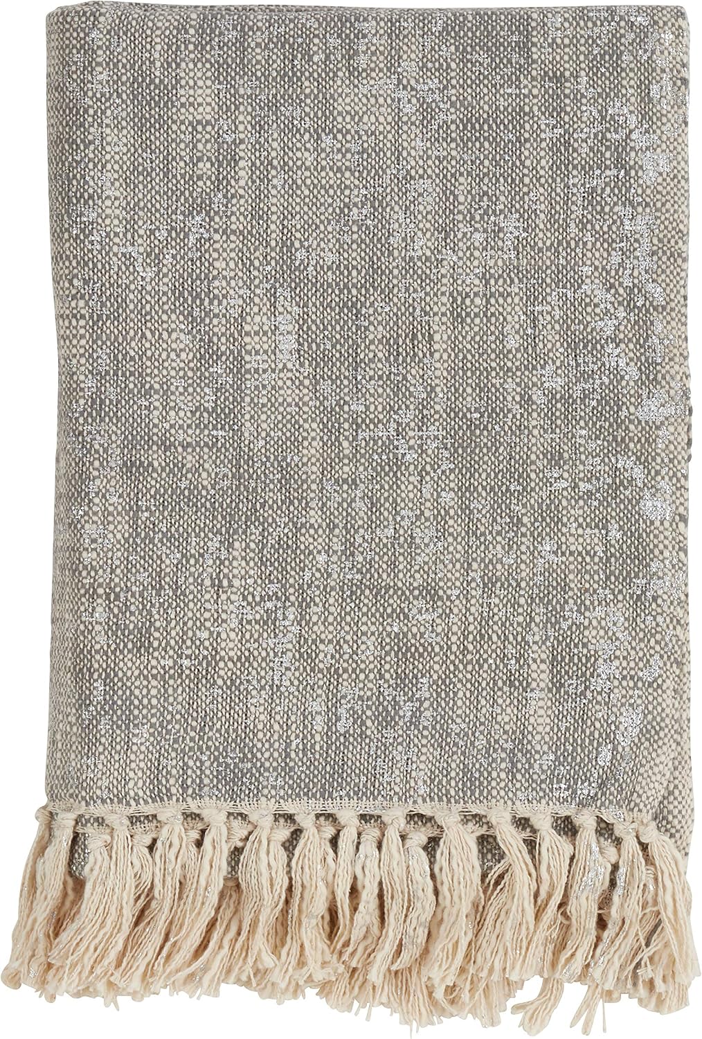 SARO LIFESTYLE Foil Print Tasseled Throw