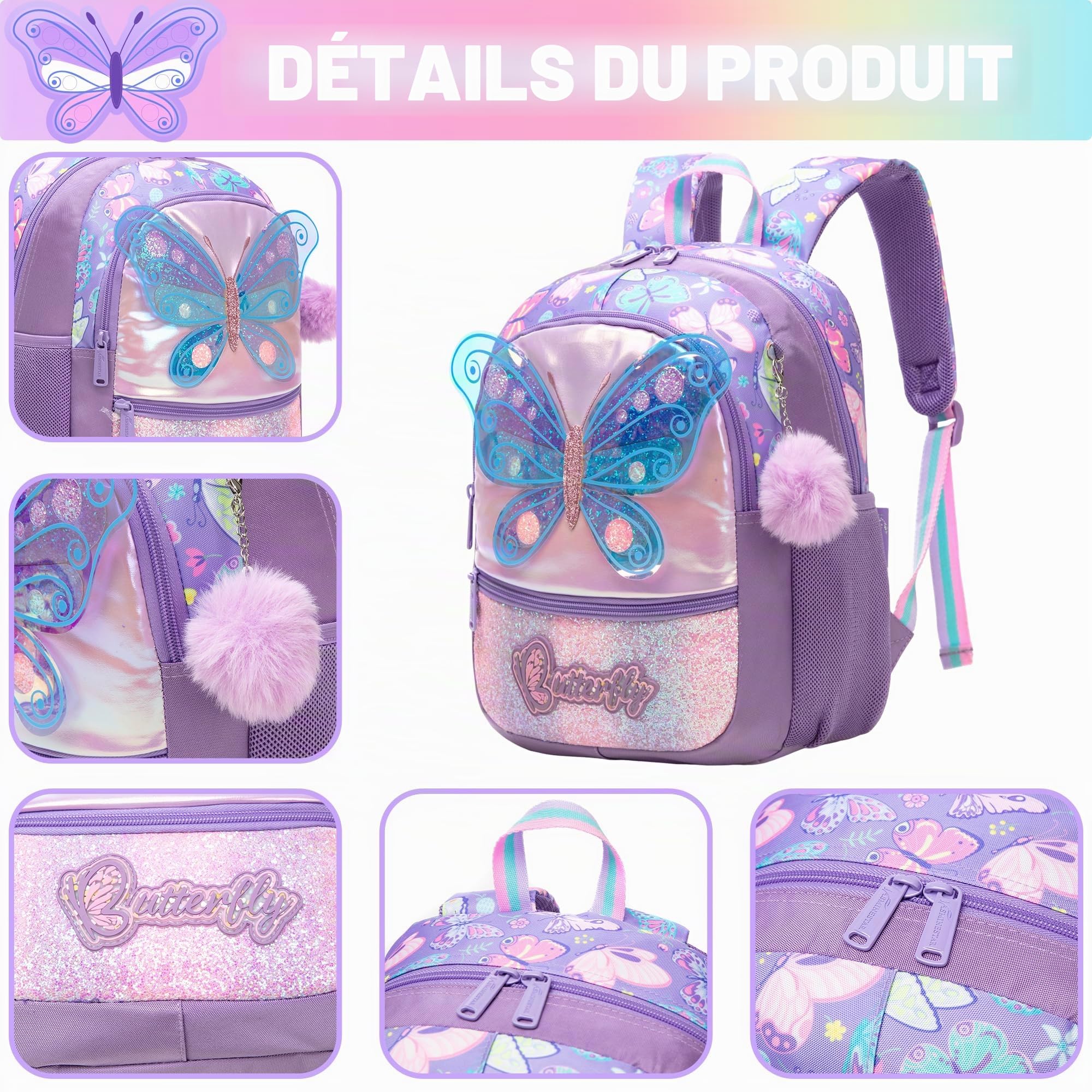 HTgroce Cartable Fille Maternelle,Sac à Dos pour Enfant Fille PS école Ado Maternelle Cartables Scolaires