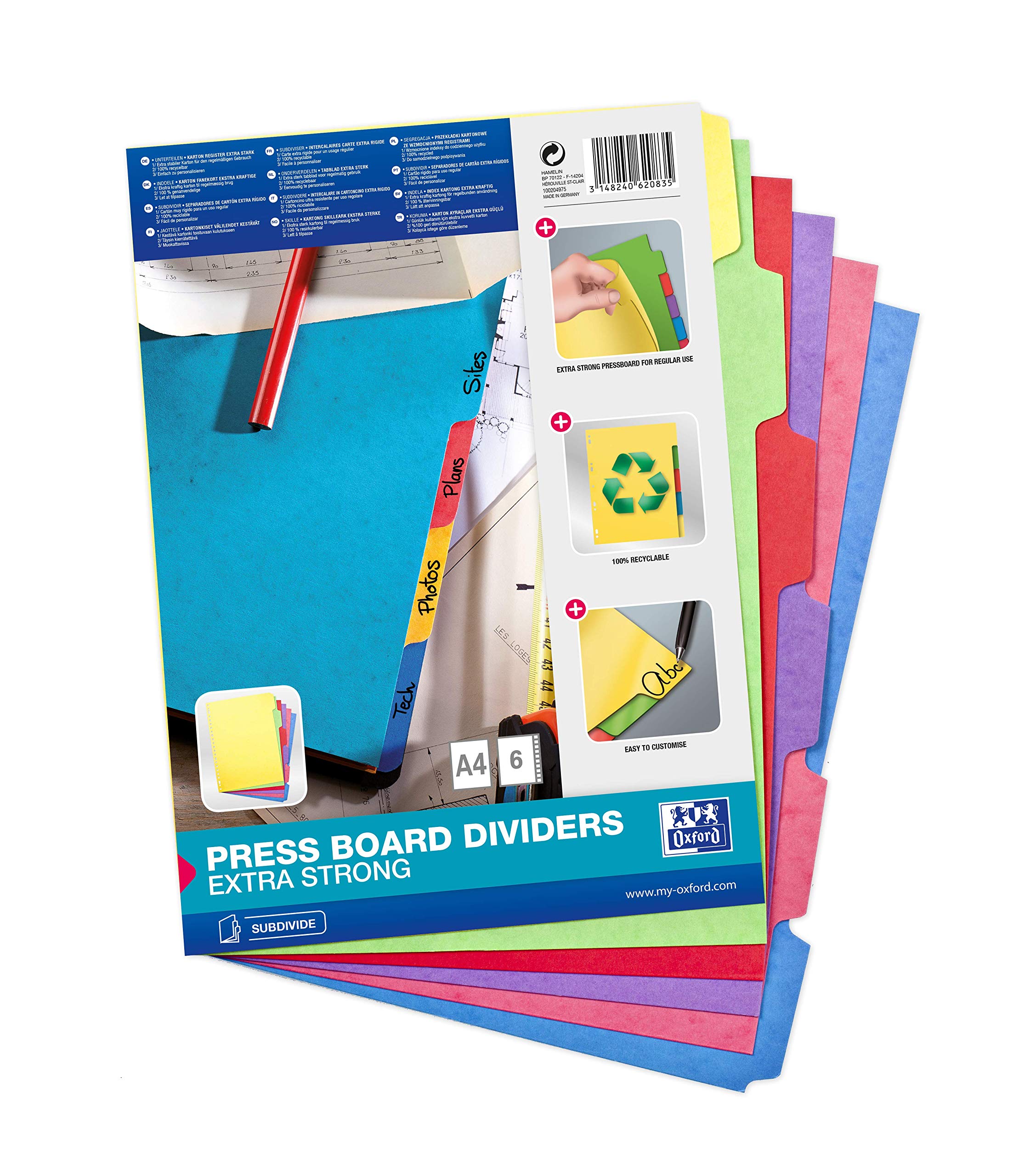 Jeu De 6 Intercalaires à Touches Neutres 17x22 Cm Carte Lustrée 225 G