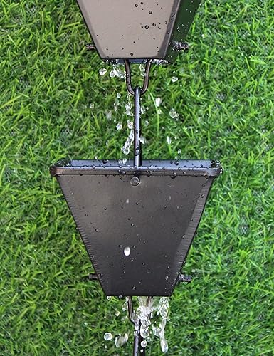 Miniatura 2 de KAM Home - Cadena de lluvia de aluminio natural con kit de instalación (marrón, 8.5)