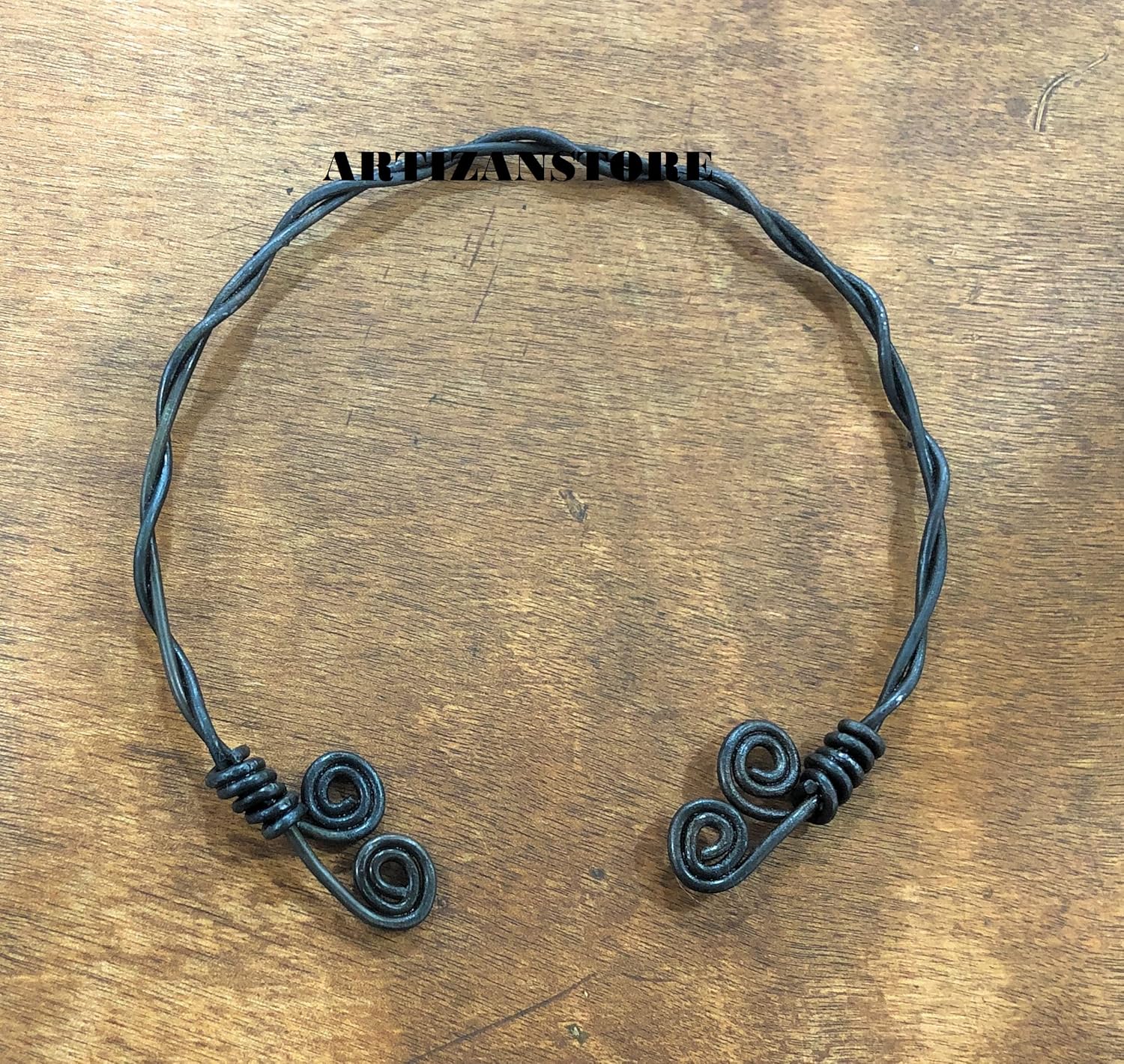 ARTIZANSTORE Medieval Iron Necklace Hand Forged Iron Torc Pagan Fashion Jewelry Jewellery Viking Torc Halloween Costume Party Wear Torc Party Wear Torc Nordic Torc Gift For - Image 4