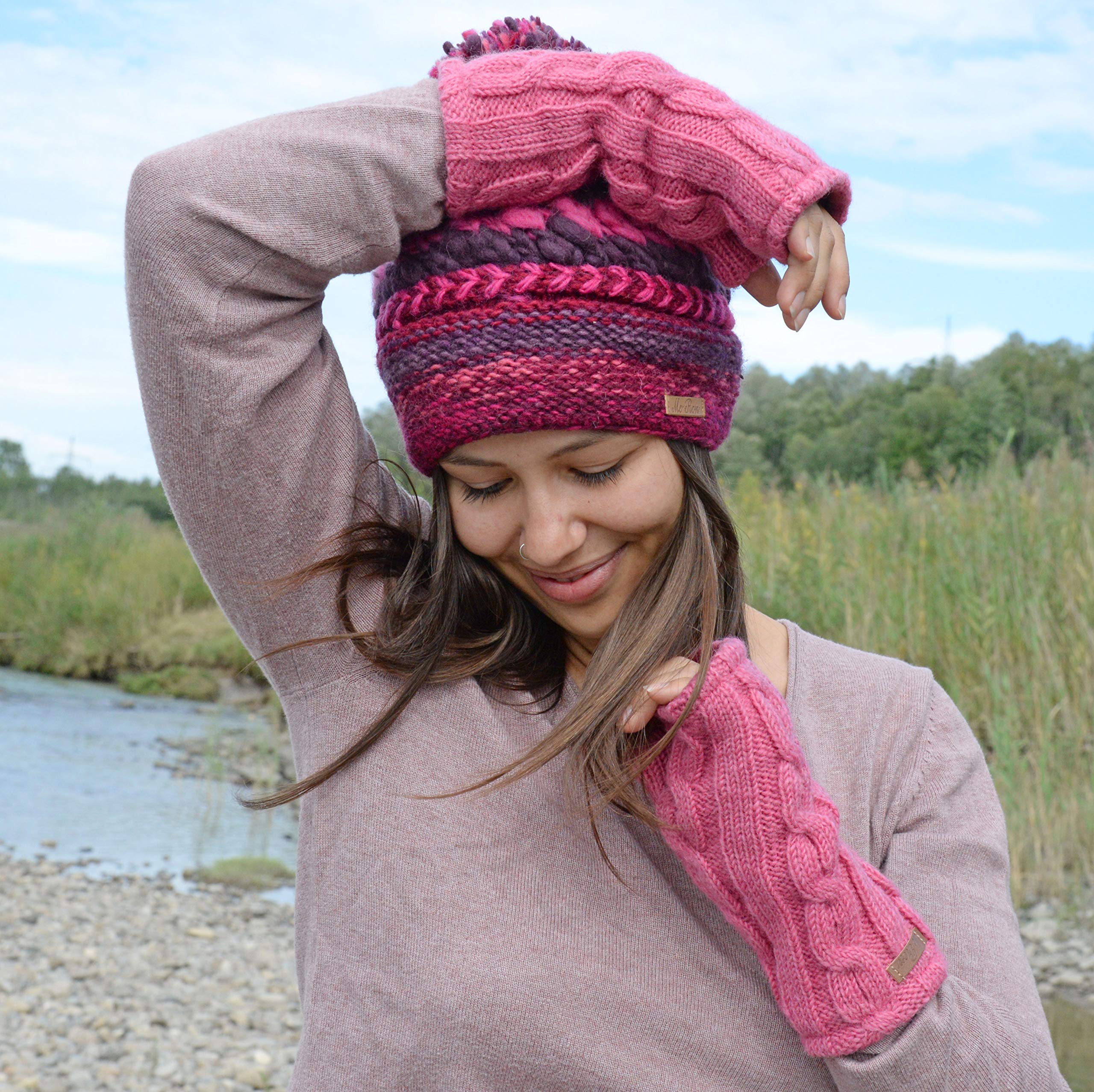 McRon Damen Gestrickte Pulswärmer Modell Emily