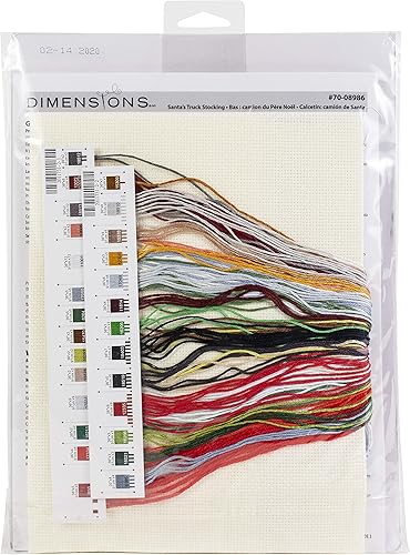 Miniatura 4 de Dimensions Kit de punto de cruz caprichoso para camión de Papá Noel, 16 pulgadas (1 unidad), calcetín de Navidad, regalo de bricolaje para seres