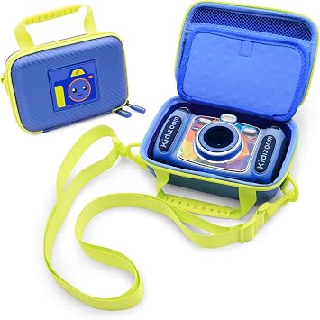 CASEMATIX Camera Case متوافق مع كاميرا VTech KidiZoom وملحقات الكاميرا مع حزام الكتف ومقسم داخلي مبطن ، وحقيبة السفر الزرقاء فقط