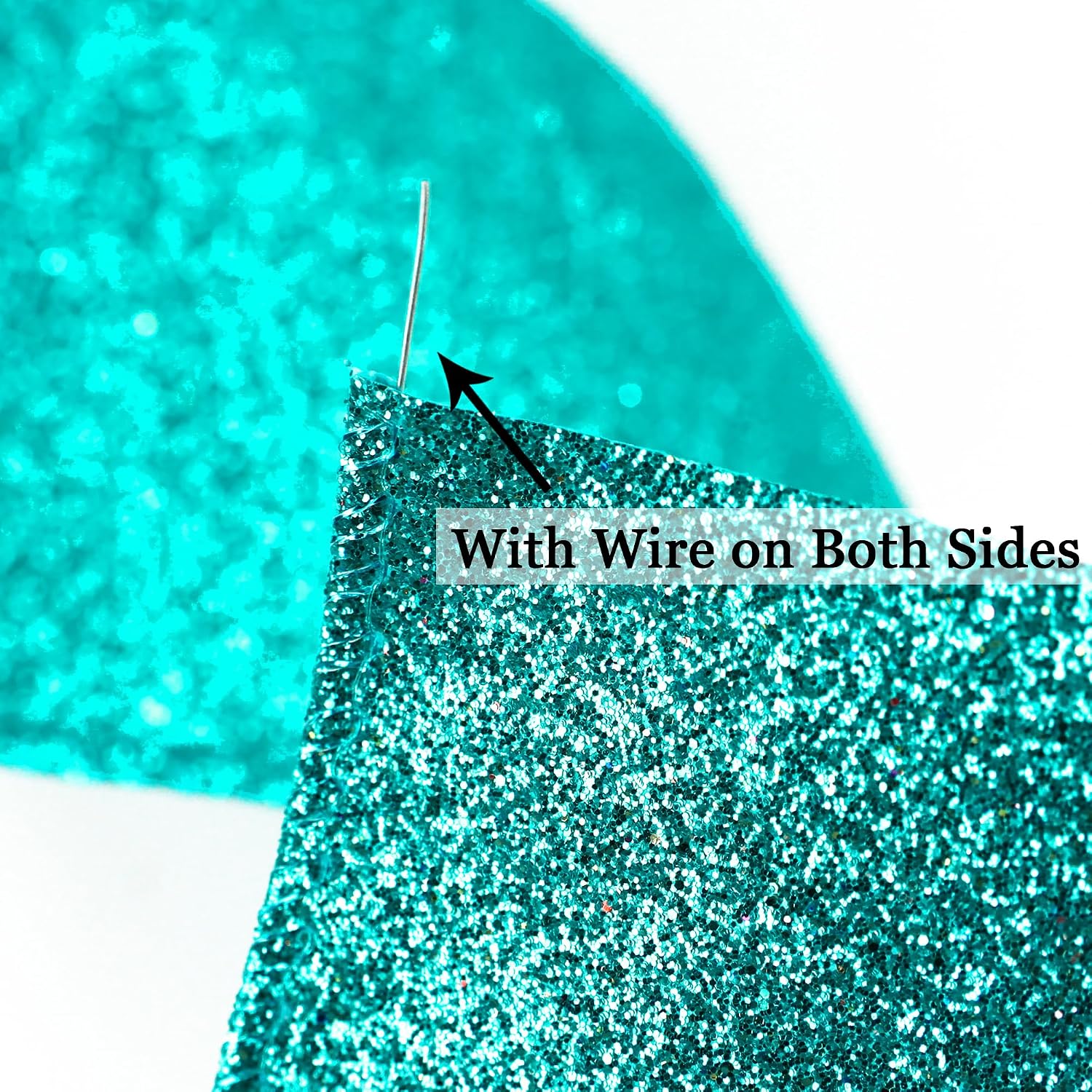 MEEDEE Teal Glitter Ribbon 2.5 Inch x 25 Yards, Metallic Wired Ribbon for Christmas Trees, Garlands, Wreath Bows, Holiday Decoration image 3