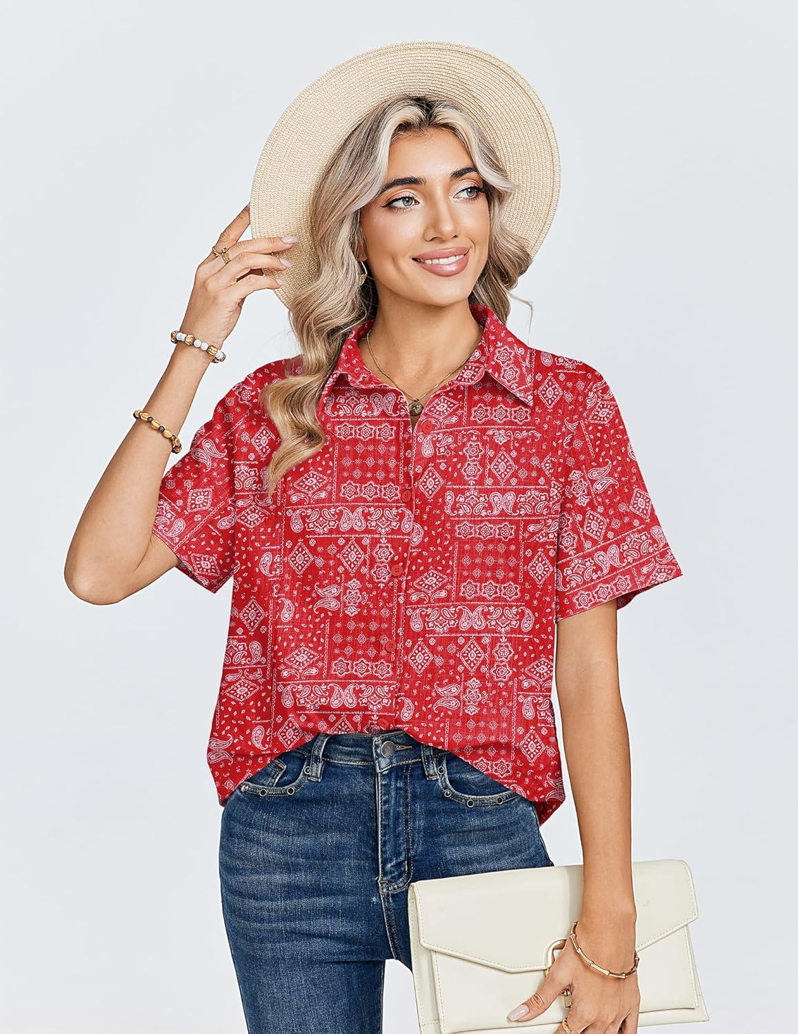 Zeagoo Women Linen Button Down Shirts Short Sleeve Blouse Business Casual Tops Dressy Summer Outfits - Image 2