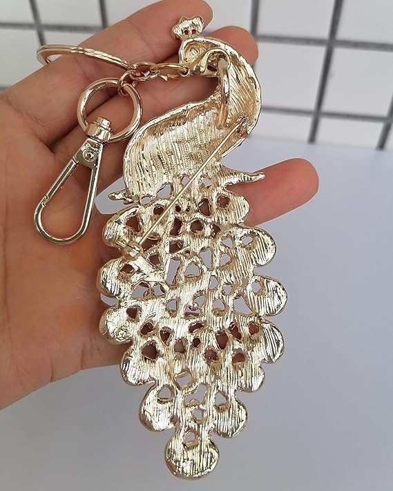 Sindary Accessory Rhinestone Crystal Peafowl Peacock Key