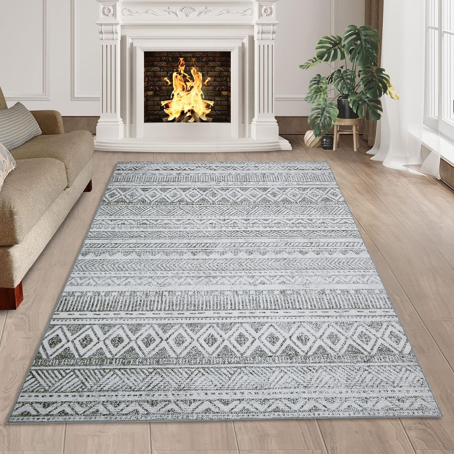 Fashionwu Area Rug 5x7 Rug for Bedroom Boho Rug Machine