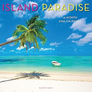 Graphique 2026 Island Paradise Wall Calendar | 12” x 12” | Thick Paper | Home & Office Organizer | Large Monthly Grid | 3 Languages & Marked Holidays | 4 Month Preview Page for 2027