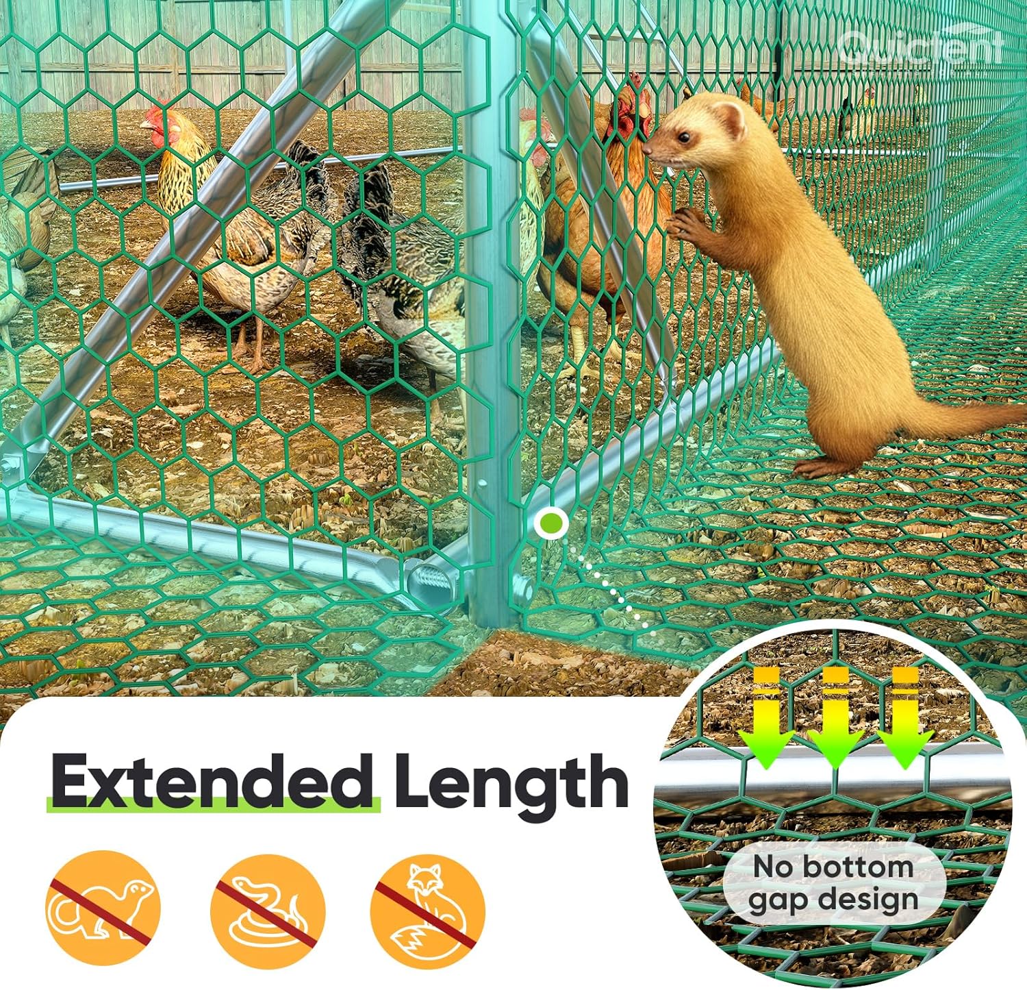 Quictent Essential Series 18x9x6.6ft Metal Chicken Coop Run with Climbing Ladder, Walk-in Outdoor Poultry Cage with PVC Coated Chicken Wire, Hen Duck Rabbit Farm House, Waterproof Anti-UV Cover