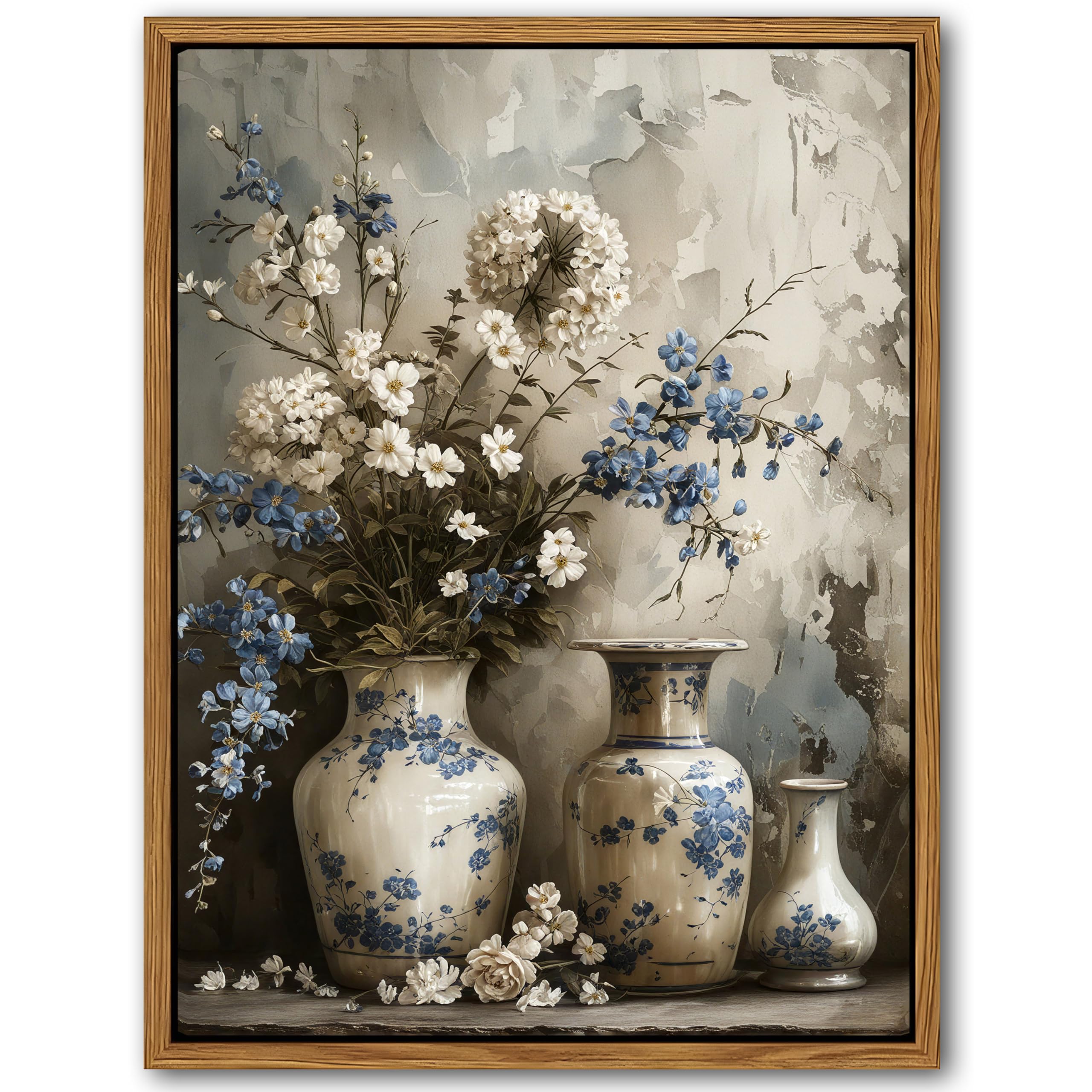AKWISH Floating Framed Farmhouse Floral