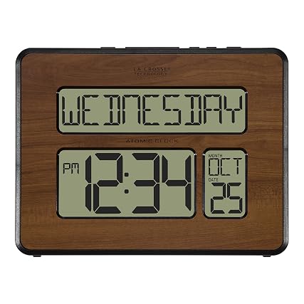 La Crosse Technology 513 1419 WA INT Atomic Large Full Digital Calendar Clock, Walnut, 9 . 84 "L x 1 . 14 "W La Crosse Technology 513 1419 WA INT Atomic Large Full Digital Calendar Clock, Walnut, 9 . 84 L x 1