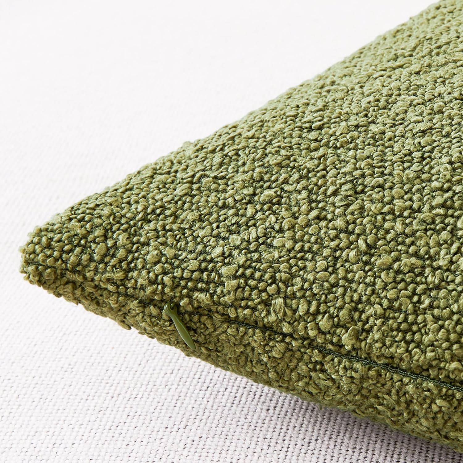 Mixhug Decorative Boucle Throw Pillow Covers, Olive Green, 20 x 20 Inches, Pack of 2 - Textured Boho Pillow Covers for Couch and Bed