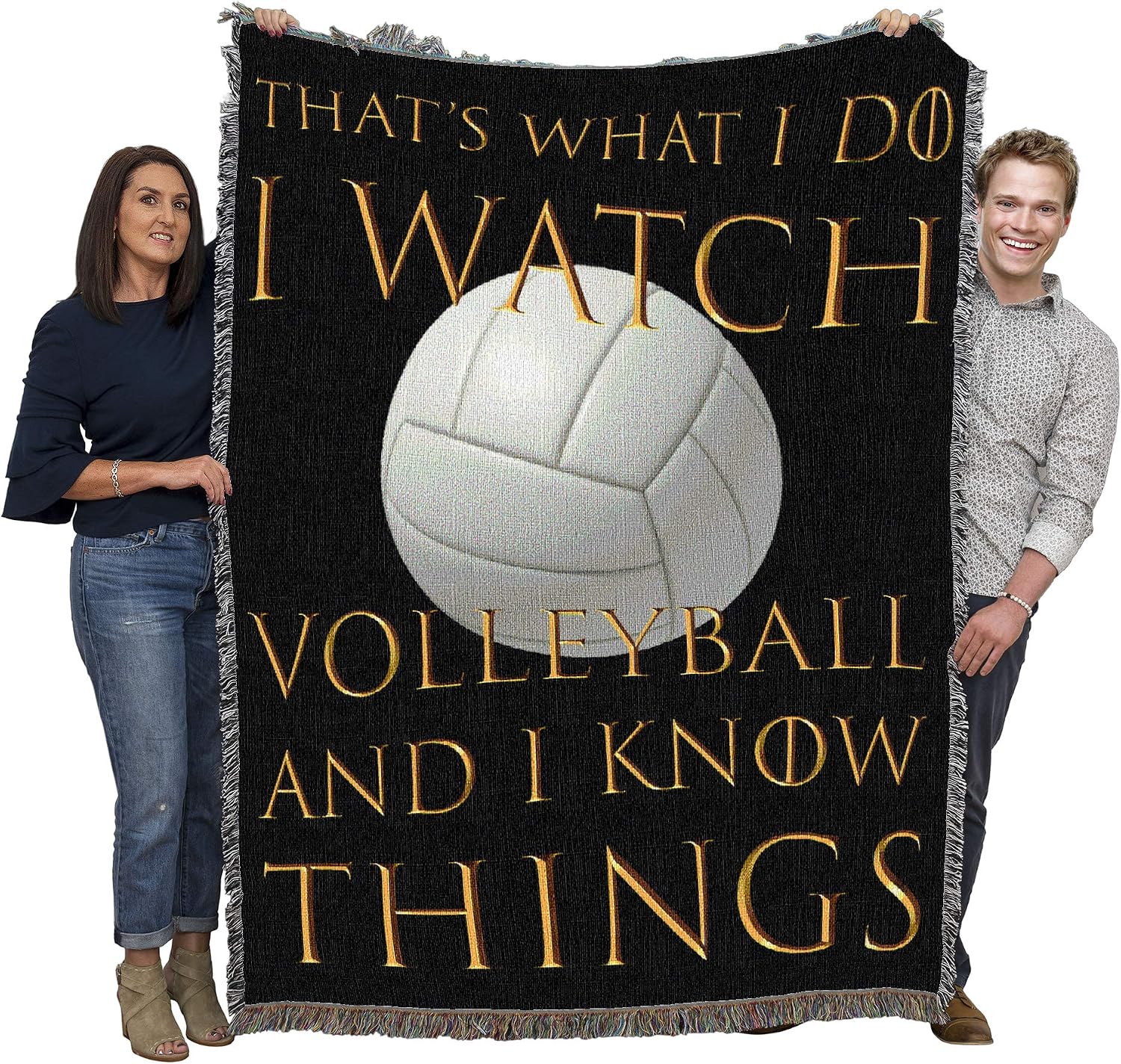 Pure Country Weavers I Watch Volleyball Blanket - Sports Fan Coach Team Gift Tapestry Throw Woven from Cotton - Made in the USA (72x54)