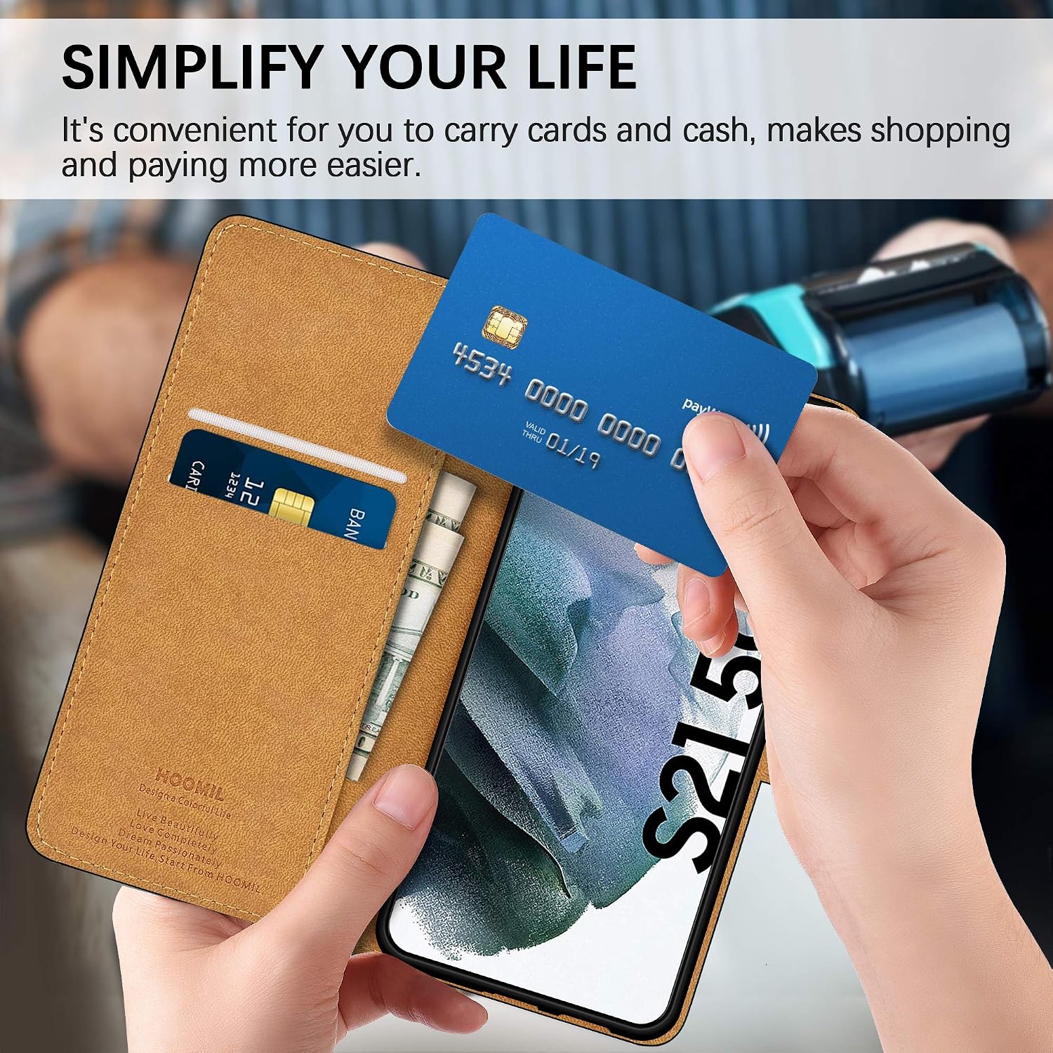 HOOMIL Wallet Case for Samsung Galaxy S21 Case 5G (2021) - Black