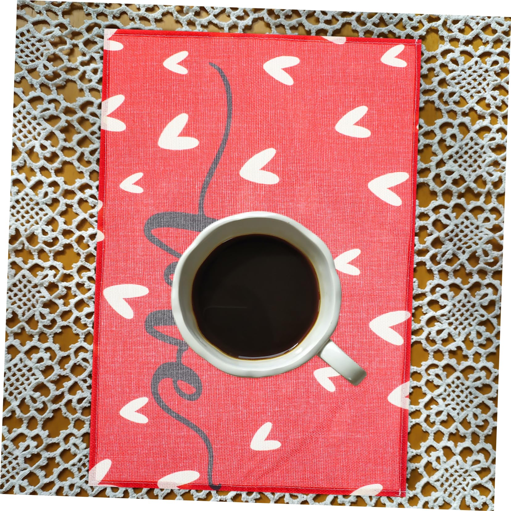 Amosfun 5 Juegos Mantel Occidental Placas De Cargador Manteles De Corcho Decoración Hogar Home Decor Funda Mesa Mantel De La Cena Decoraciones del Día De San Valentín Linaza Rojo 4 Uds * 5