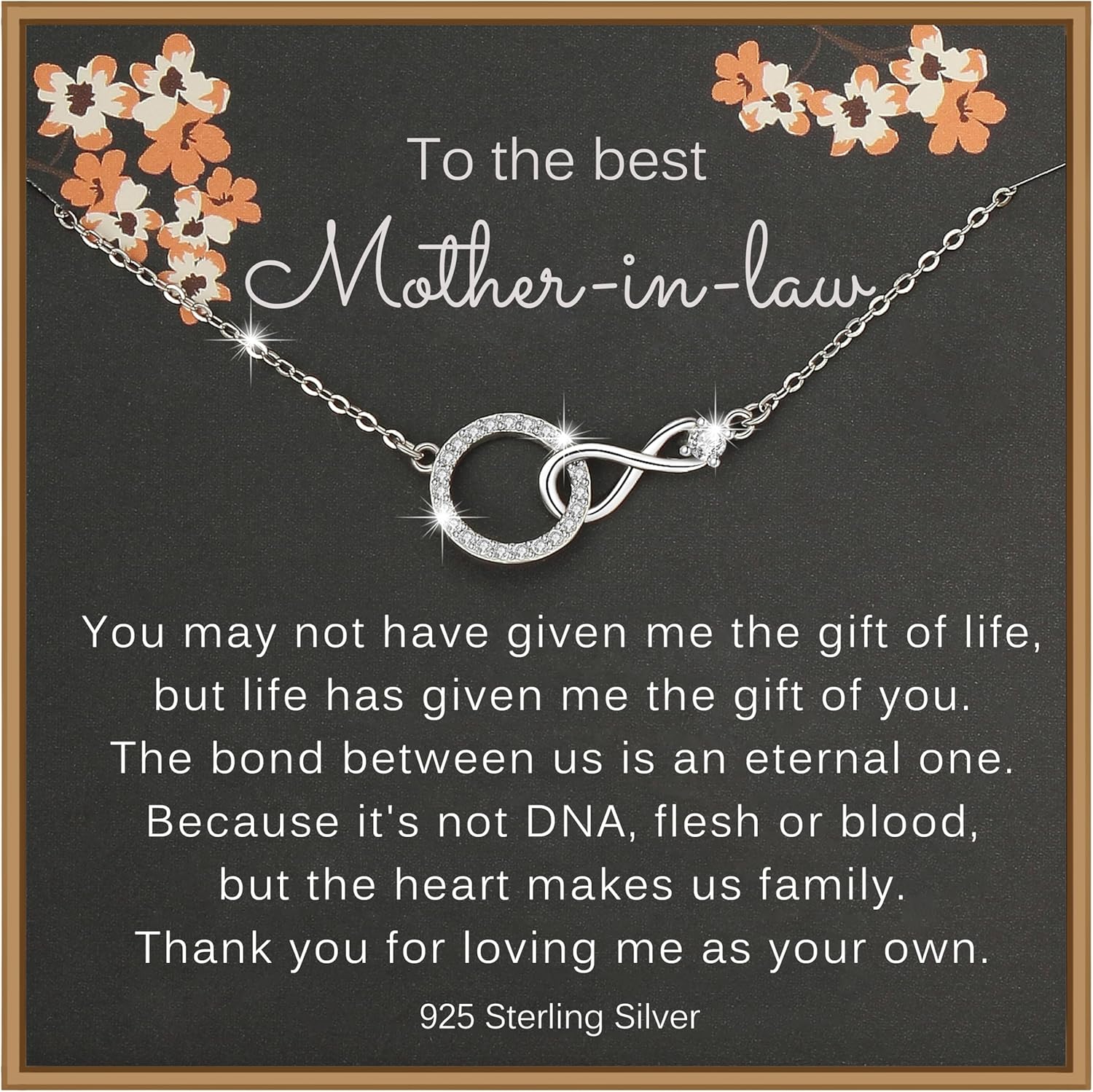 Mother in Law Necklace, Sterling Silver Infinity Necklace for Women, Mother in Law Gifts