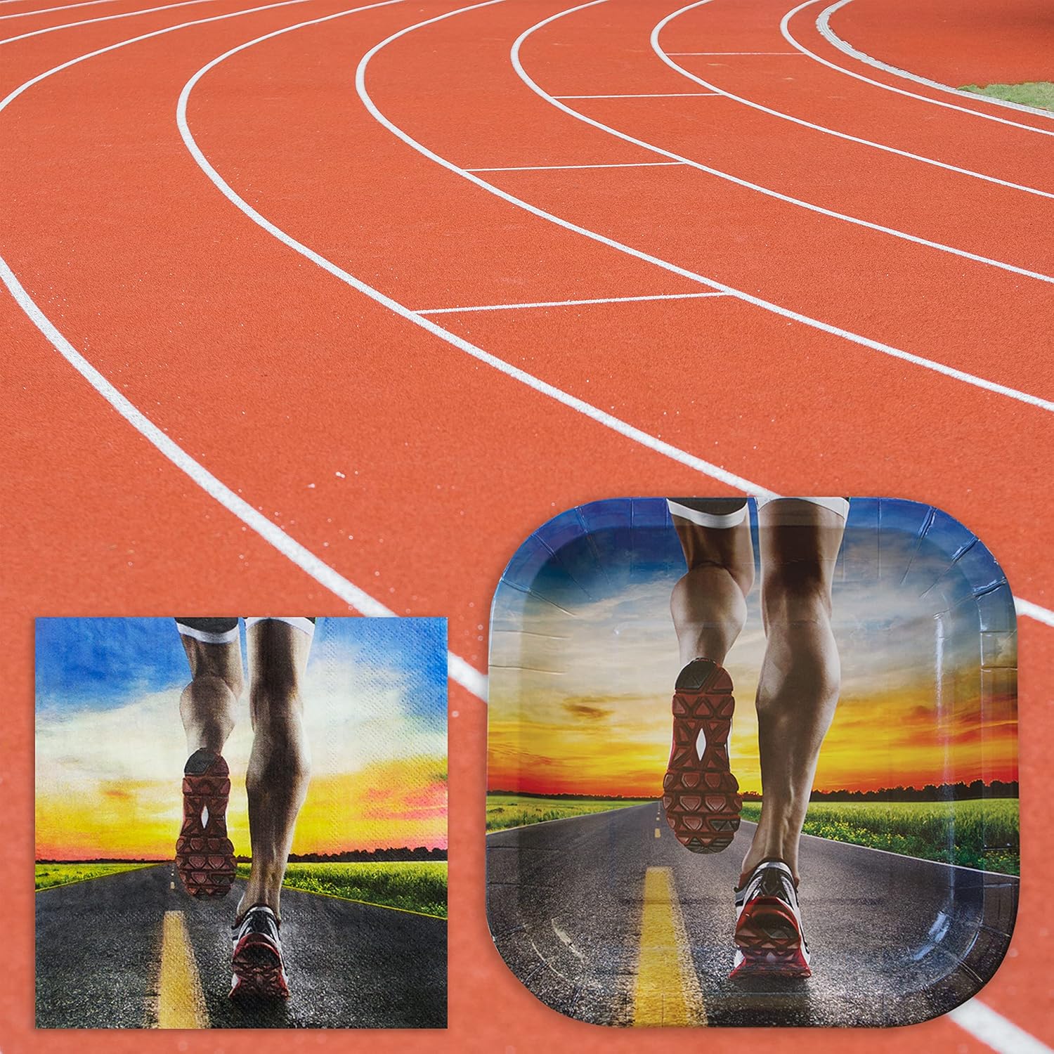 Havercamp Running Party for 24 Guests! Set includes 24 Lg. Dinner Plates and 32 Luncheon Napkins. Great for Marathons &10K Celebrations, Run Group & PR Parties, Birthdays, Any Race or Track Event! : Home & Kitchen