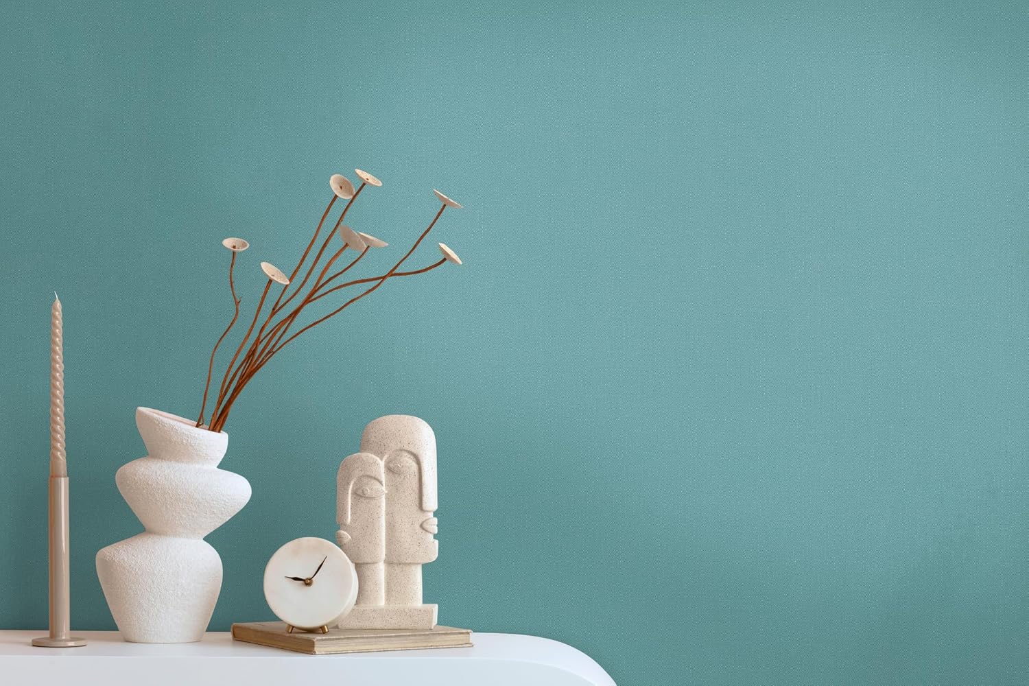 A.S. Création Non-Woven Wallpaper in Blue Turquoise - High-Quality Plain Wallpaper 397836 on 10.05 m x 0.53 m for Various Rooms - Made in Germany