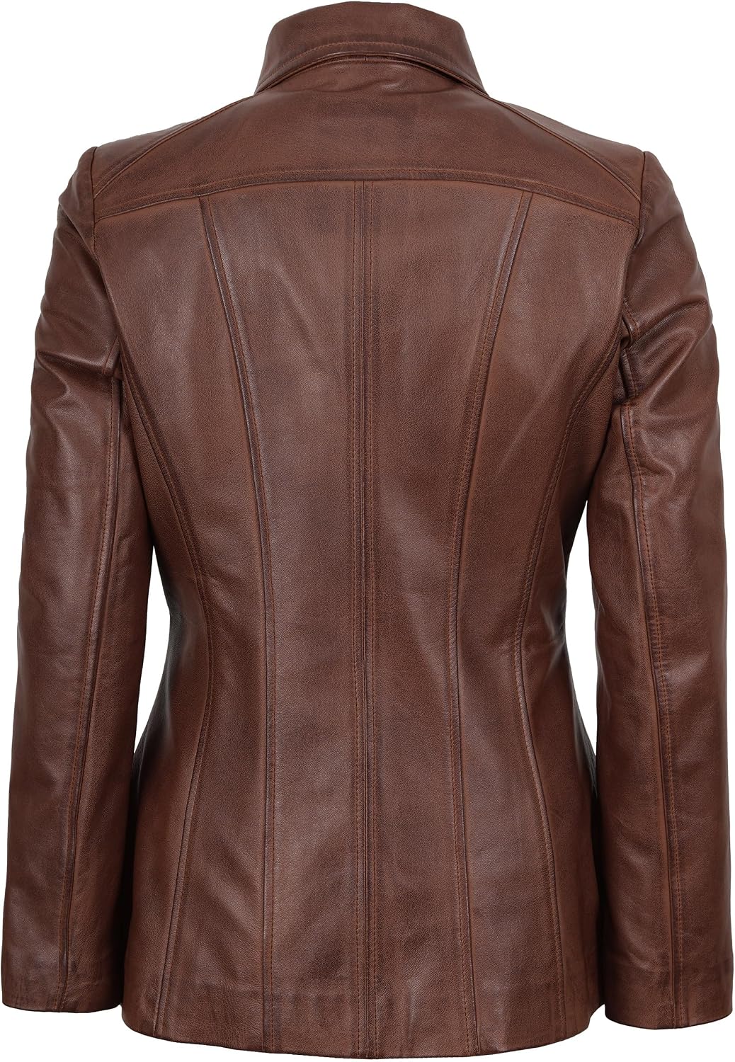 Decrum 100% Real Leather Car Coat for Women Long Jacket With Shirt Collar image 4