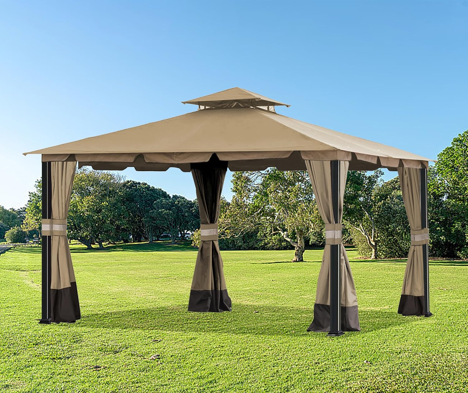 SCOCANOPY Replacement Cover Compatible with Monterey Gazebo # Model L-GZ215PST-4,(Khaki)