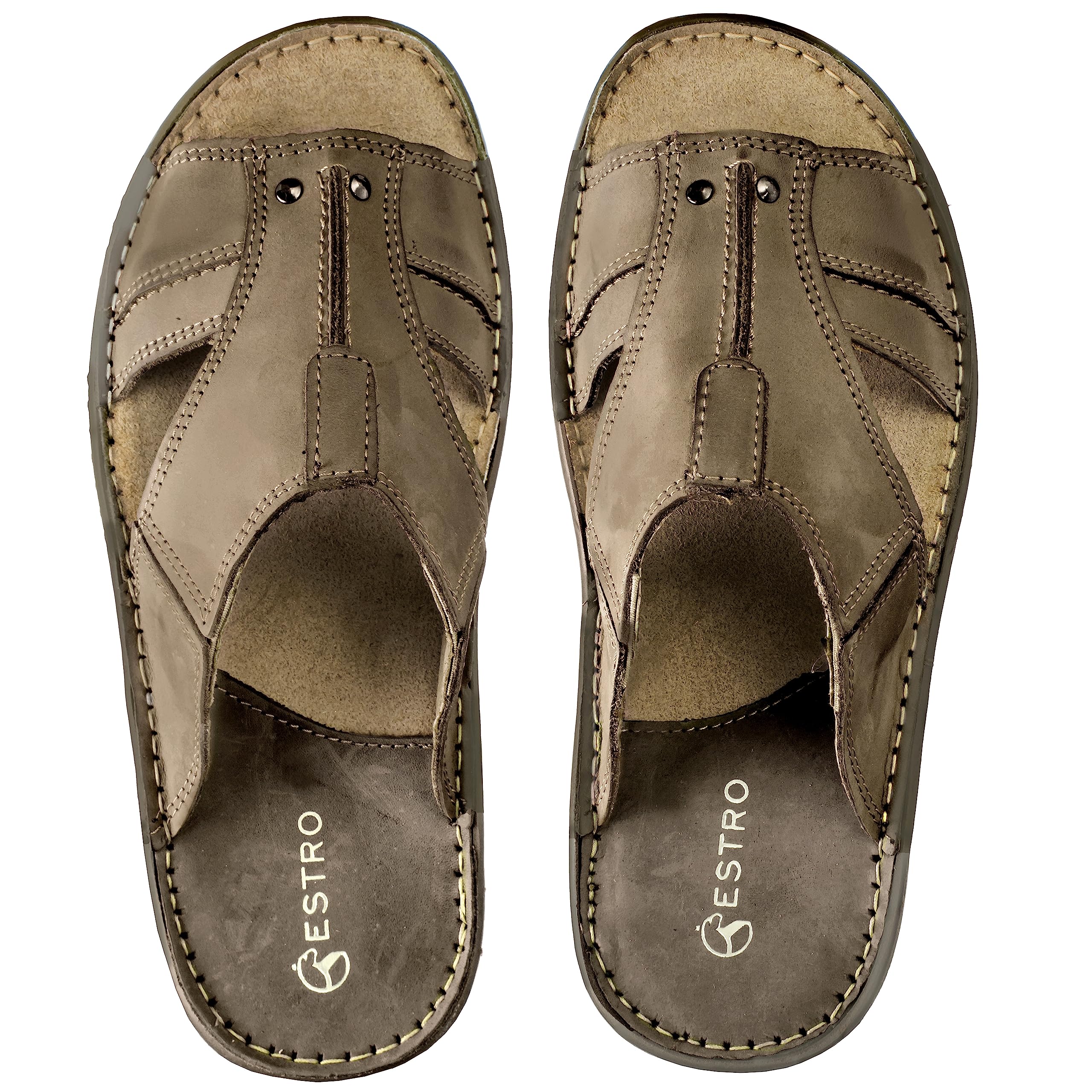 ESTRO Sandalias Hombre Verano Cuero - Sandalias Hombre Cuero Chanclas Piel con Suela Goma Antideslizante s1