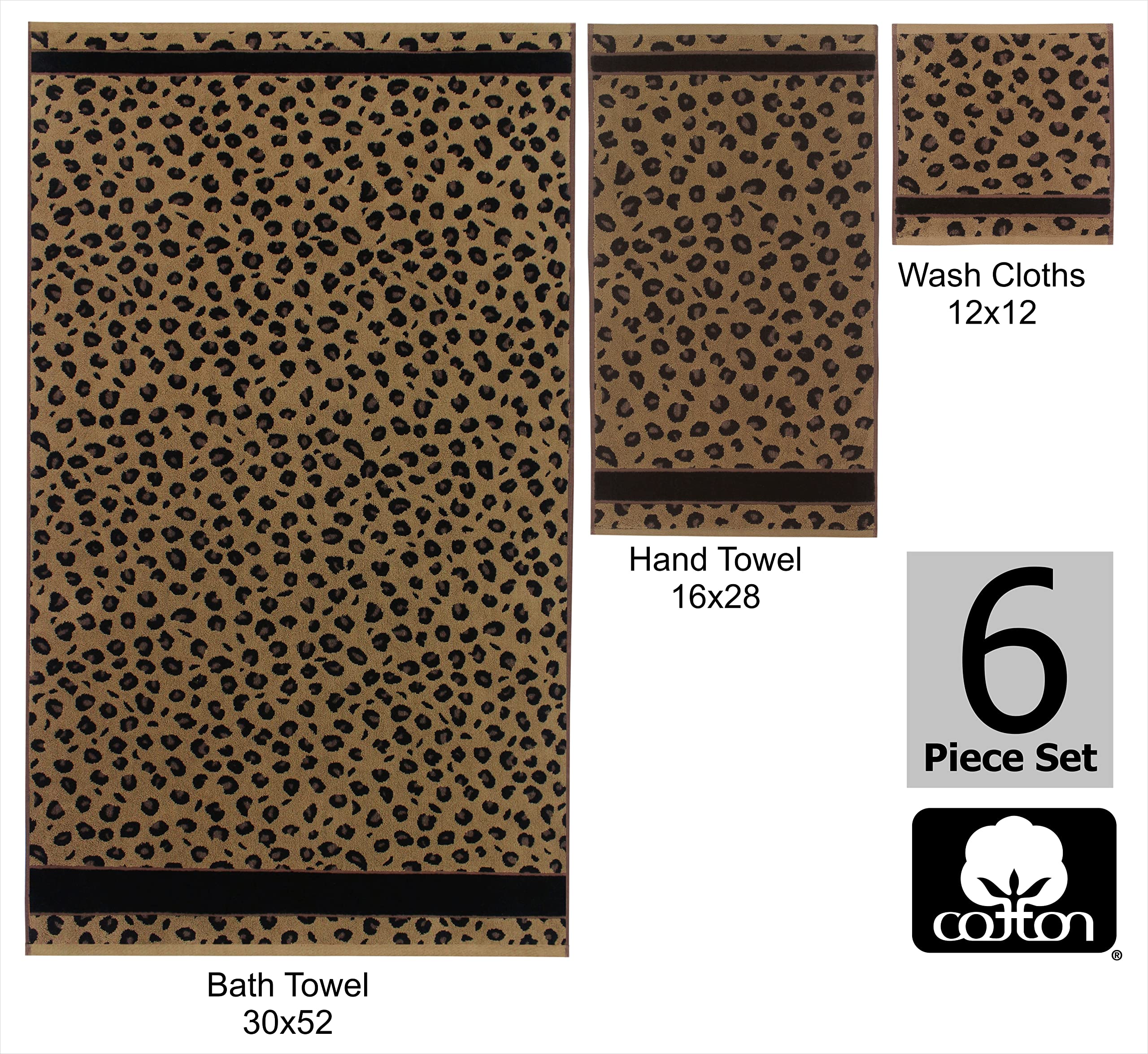 COTTON CRAFT Animal Print Towel Set - 6 Piece -7