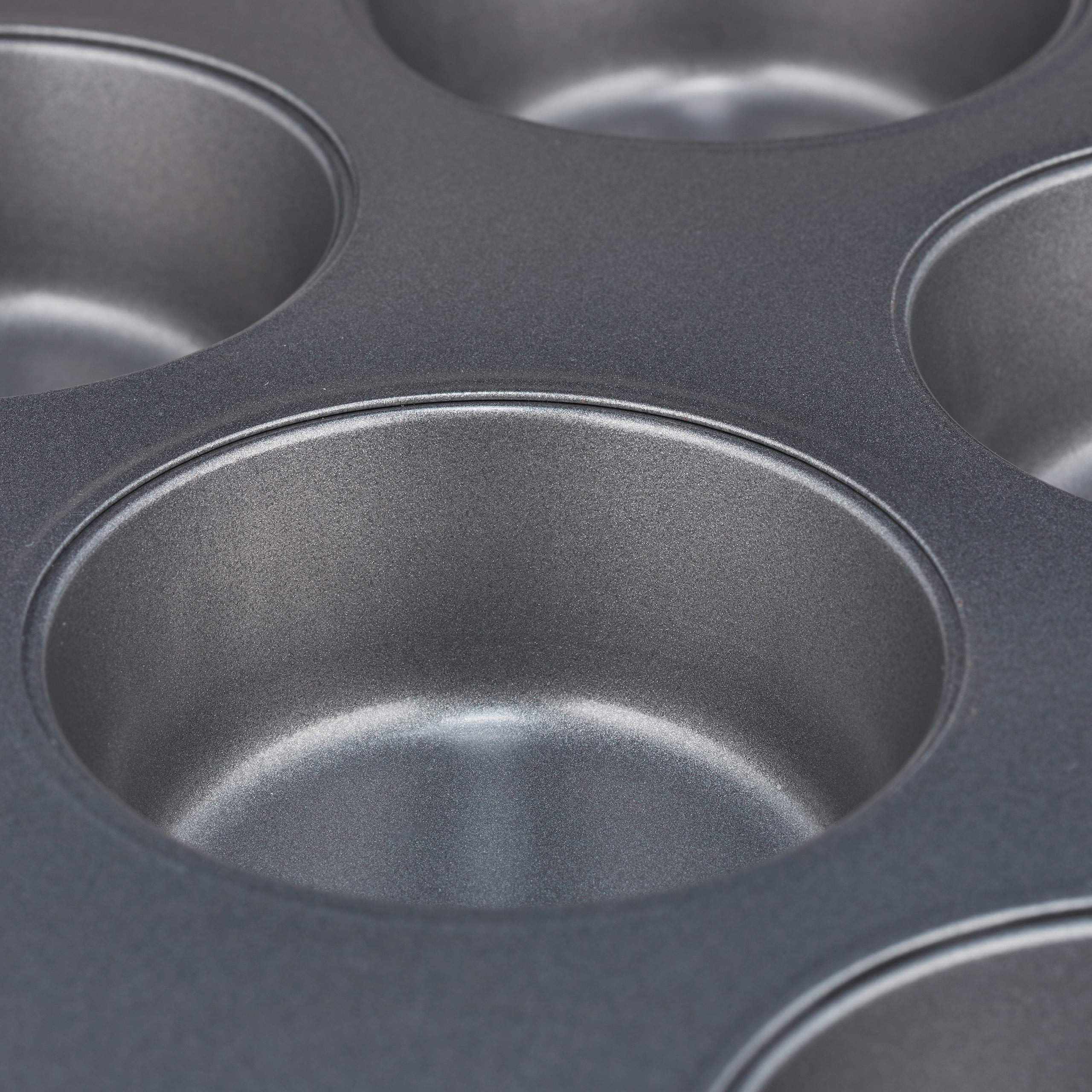 Relaxdays 8 Moldes Magdalenas, Bandejas para 12 Muffins y Cupcakes, Antiadherentes, Acero al Carbono, 6,5cm Ø, Gris