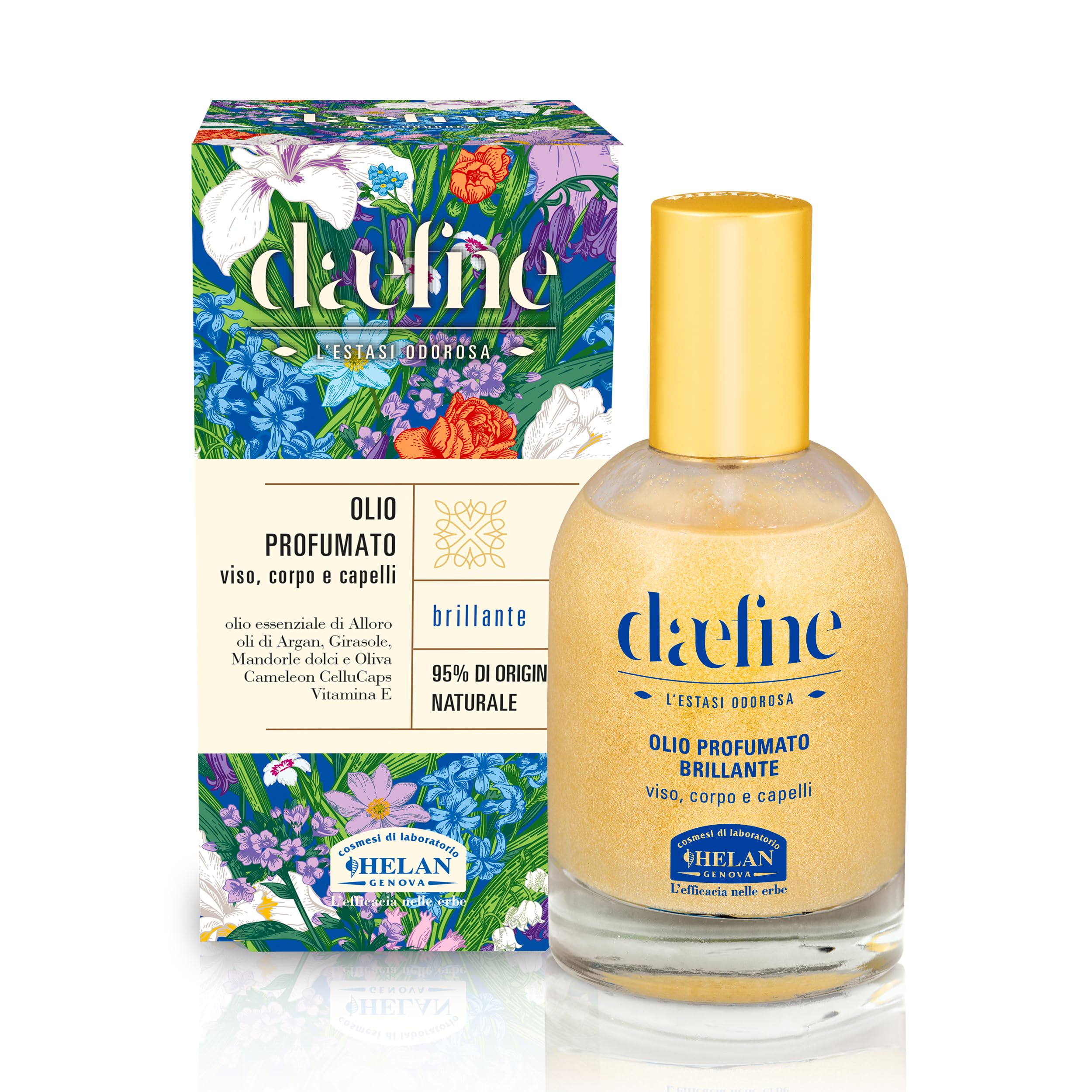 Helan Daefne Multipurpose Dry Oil With Shimmer For Face, Body And Hair 50 Ml