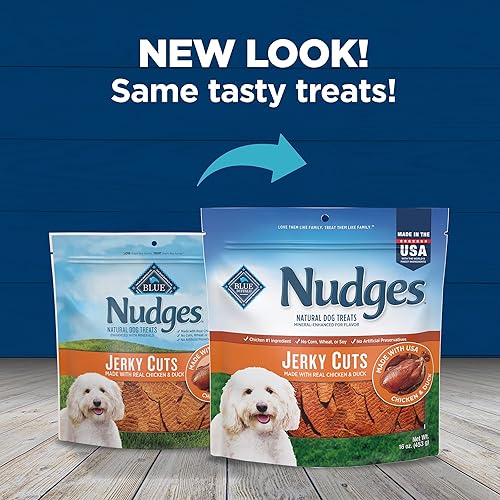 Miniatura 10 de Blue Buffalo Nudges Jerky Cuts - Golosinas para perros, fabricadas en los Estados Unidos con ingredientes naturales, pollo y pato, bolsa de 16 onzas