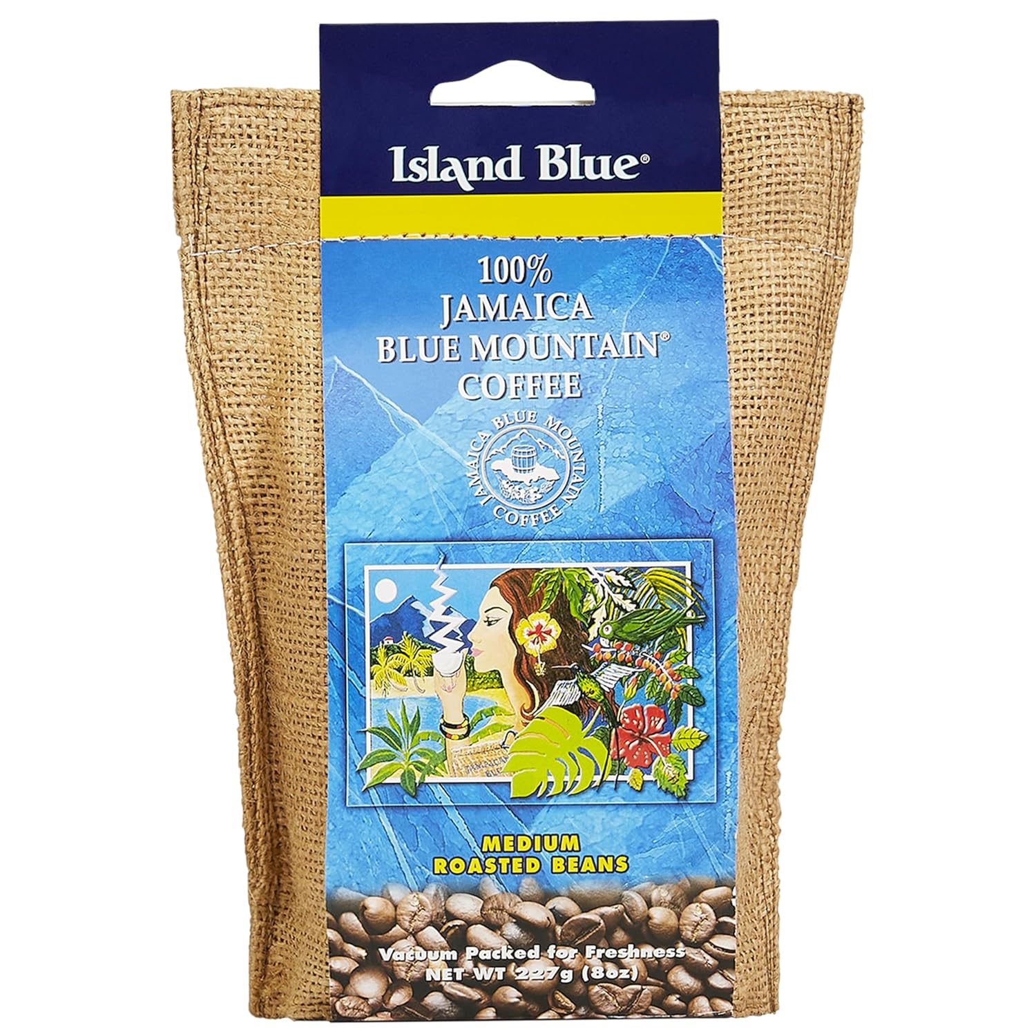 Island Blue 100% Jamaica Blue Mountain Medium Roasted Whole Beans Coffee (8oz)